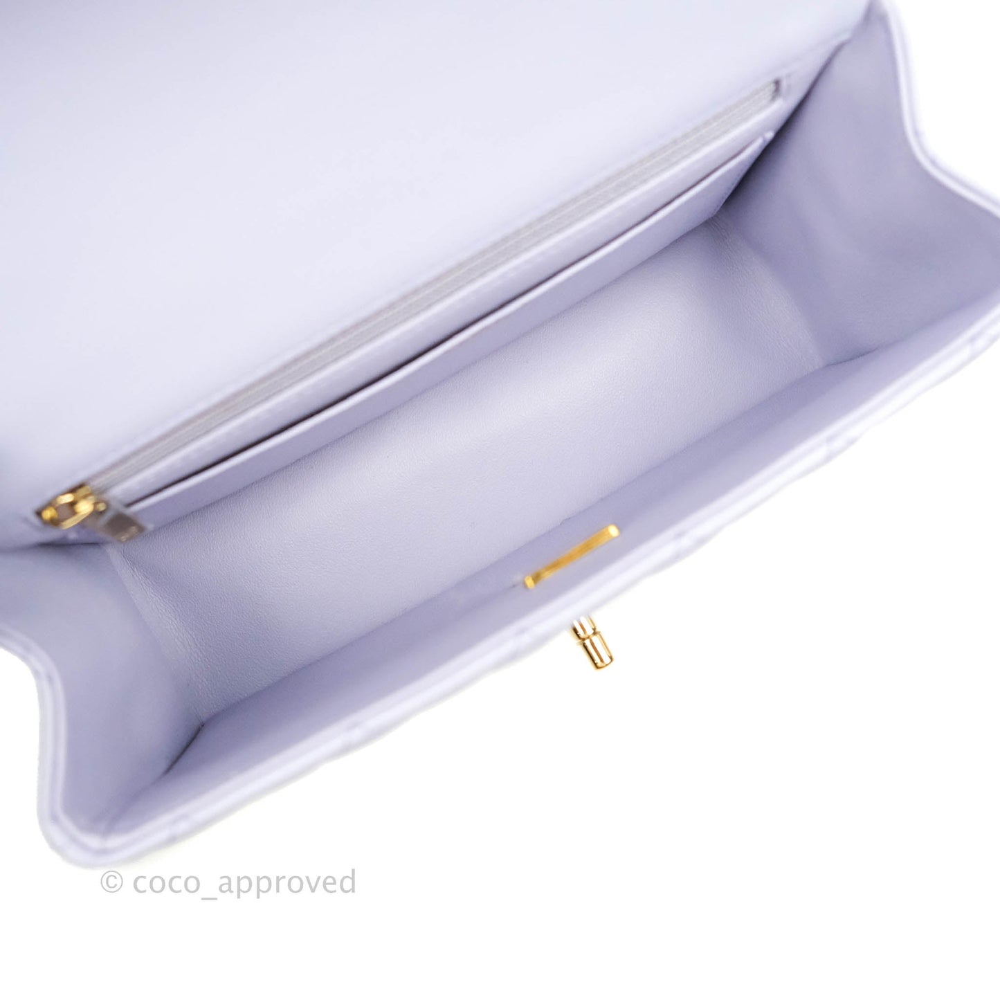 Chanel Top Handle Mini Rectangular Flap Bag Lilac Lambskin Aged Gold Hardware 21K