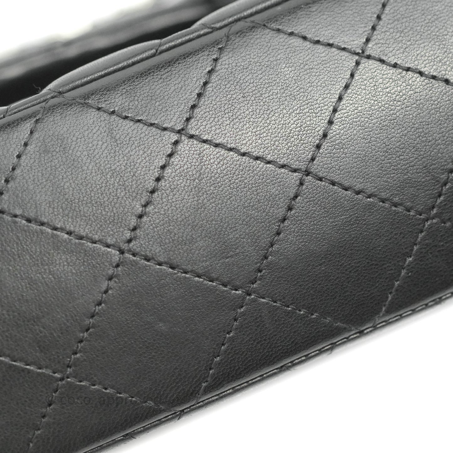 Chanel Classic M/L Medium Double Flap Black Lambskin Silver Hardware