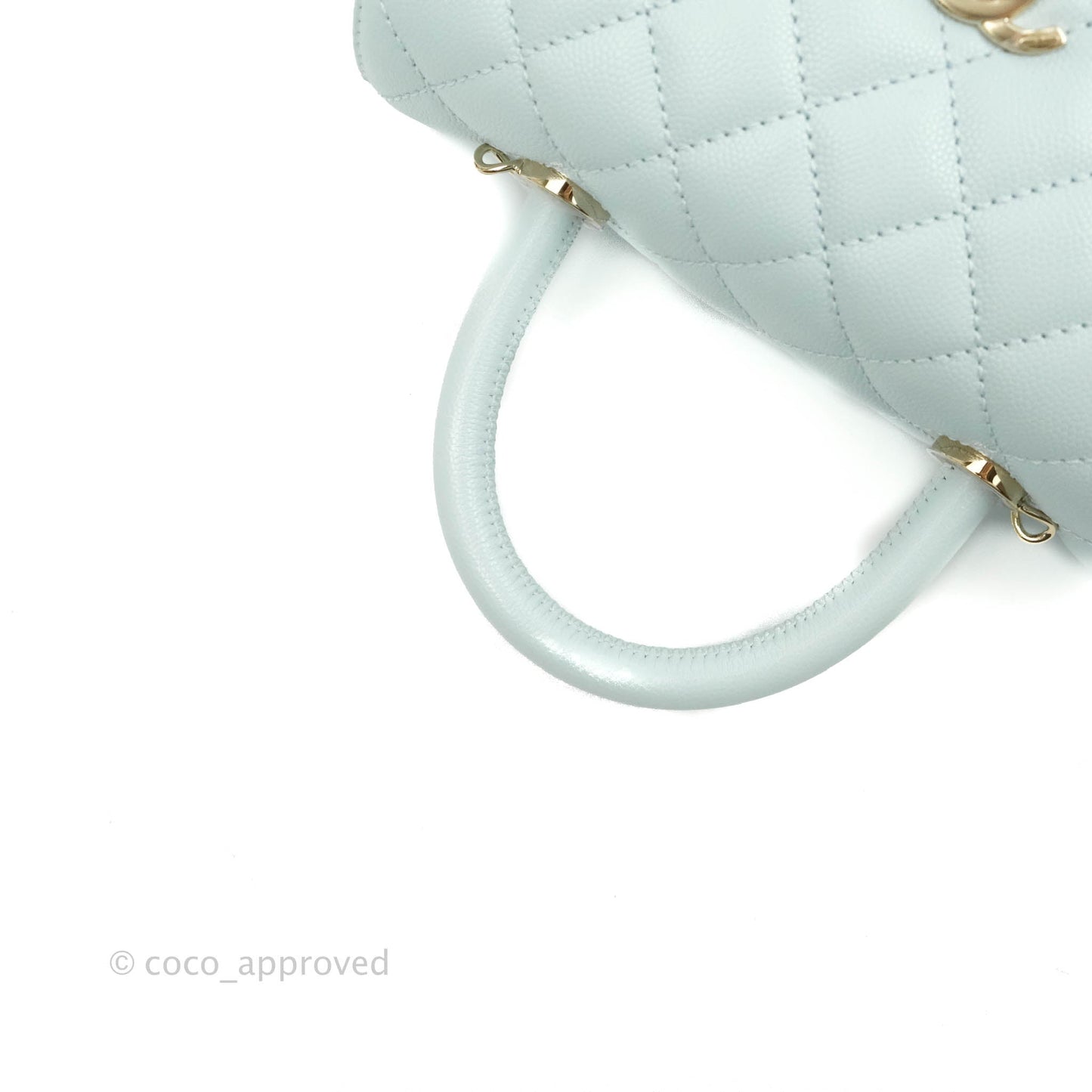 Chanel Mini Coco Handle Quilted Pale Mint Caviar Gold Hardware