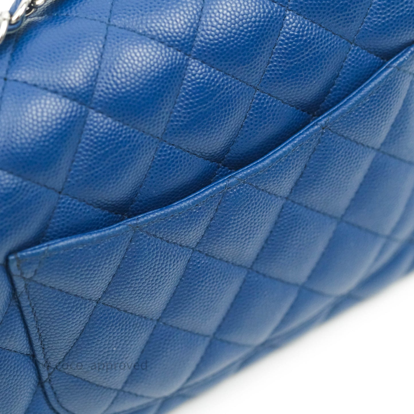 Chanel Quilted Mini Rectangular Flap Blue Caviar Silver Hardware