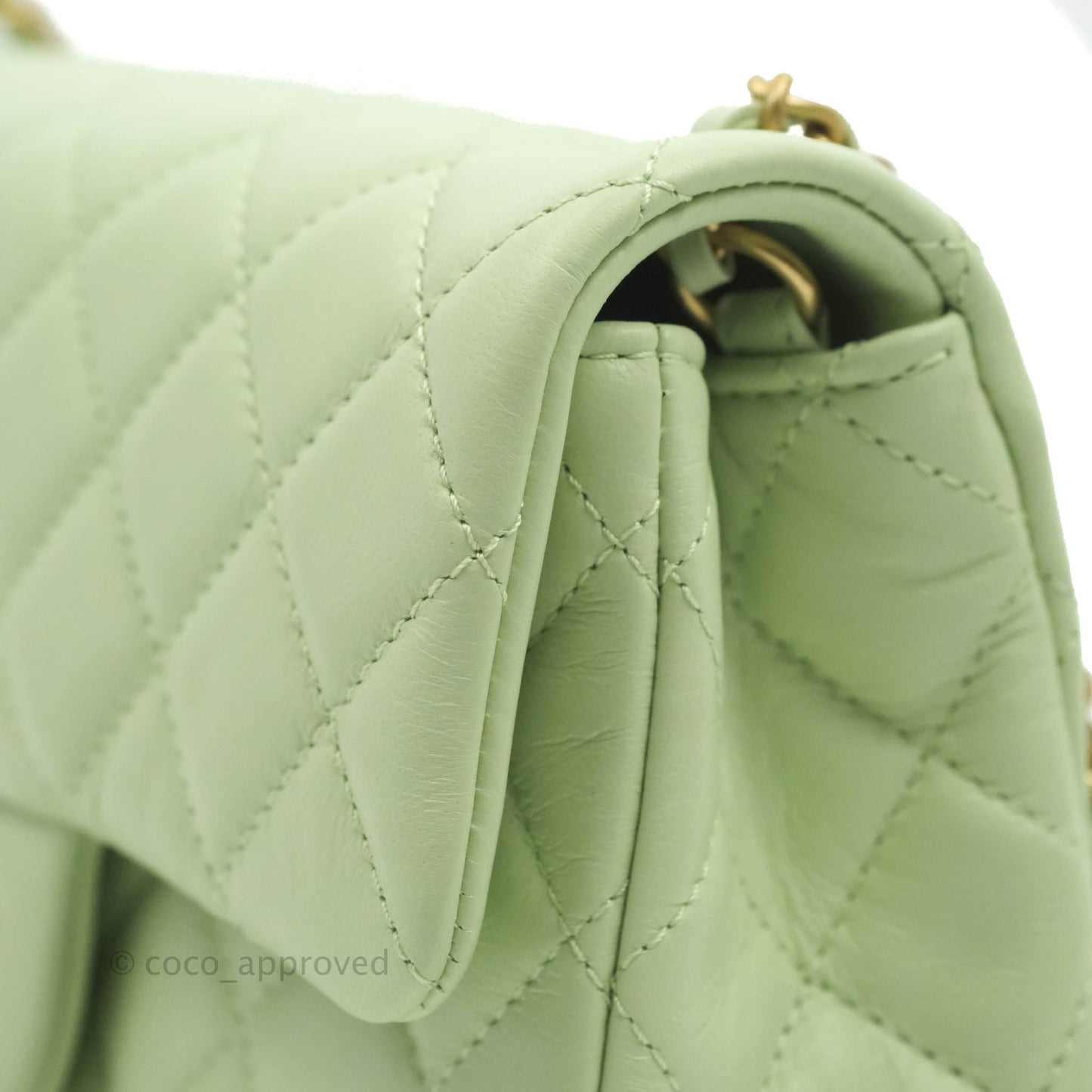 Chanel Mini Rectangular Pearl Crush Avocado Green Lambskin Aged Gold Hardware 22C