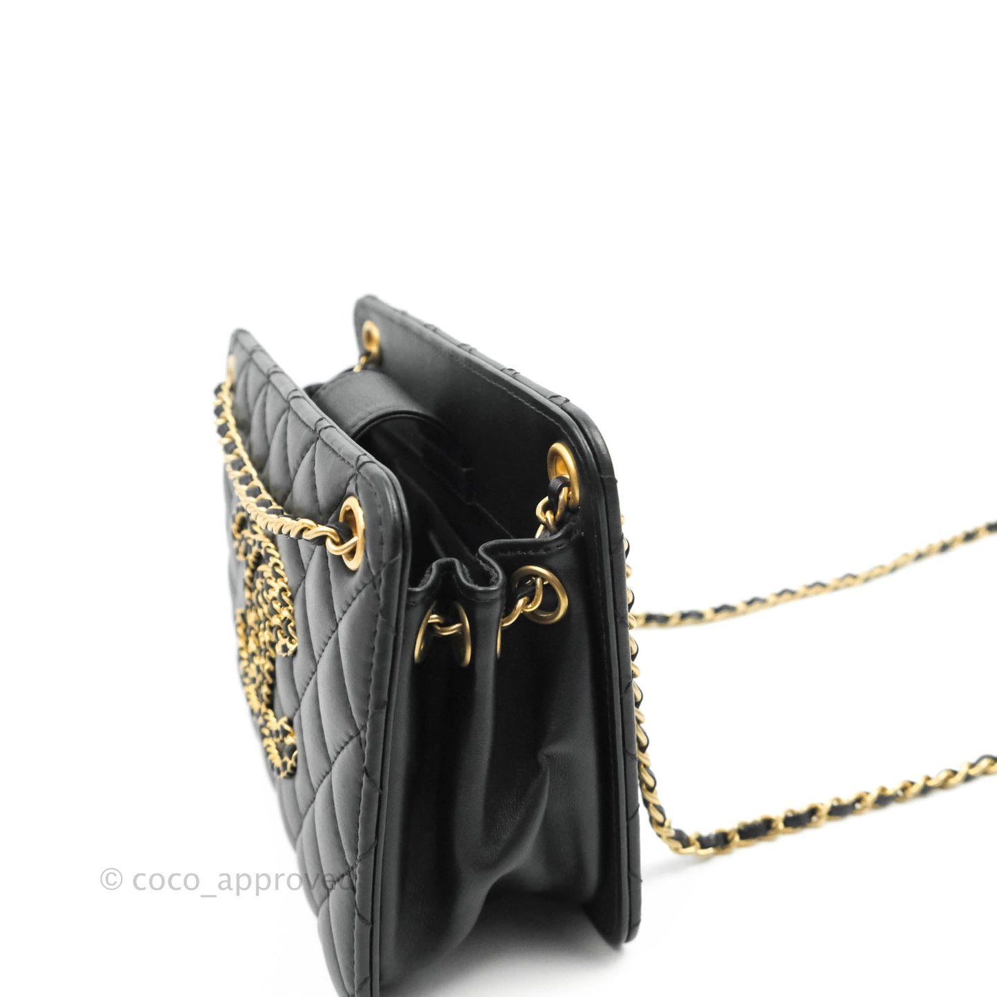 Chanel Small Accordion Tote Bag Black Calfskin Gold Hardware
