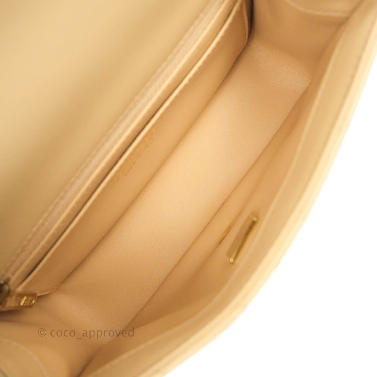 Chanel Mini Rectangular Pearl Crush Quilted Beige Lambskin Aged Gold Hardware 22C