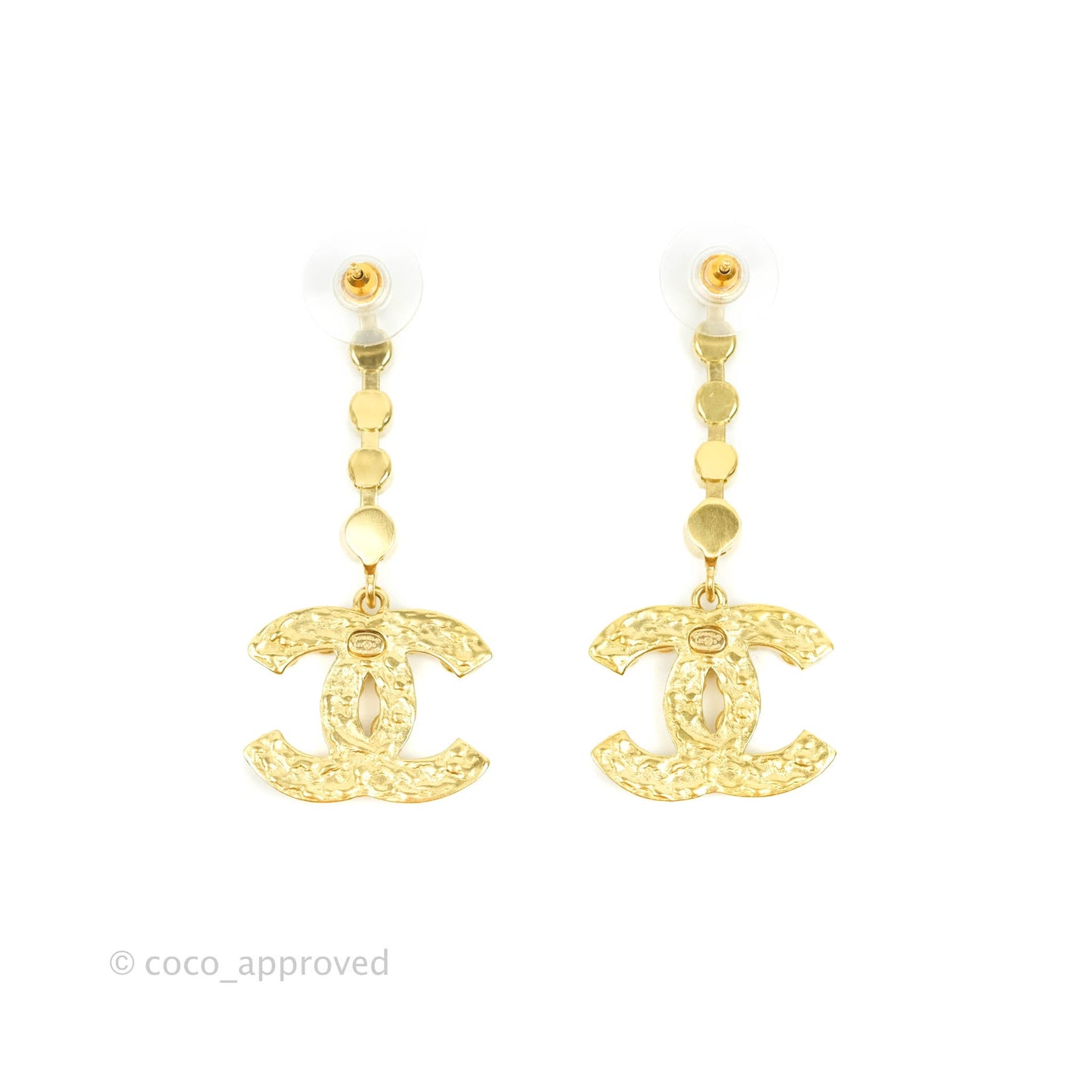 Chanel Crystal CC Drop Earrings Gold Hardware 20S