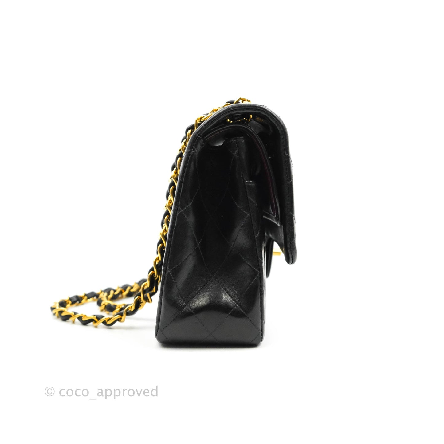 Chanel Vintage Classic M/L Medium Double Flap Black Lambskin 24K Gold Hardware