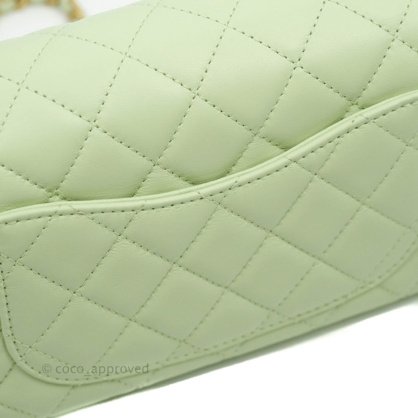 Chanel Mini Rectangular Pearl Crush Avocado Green Lambskin Aged Gold Hardware 22C
