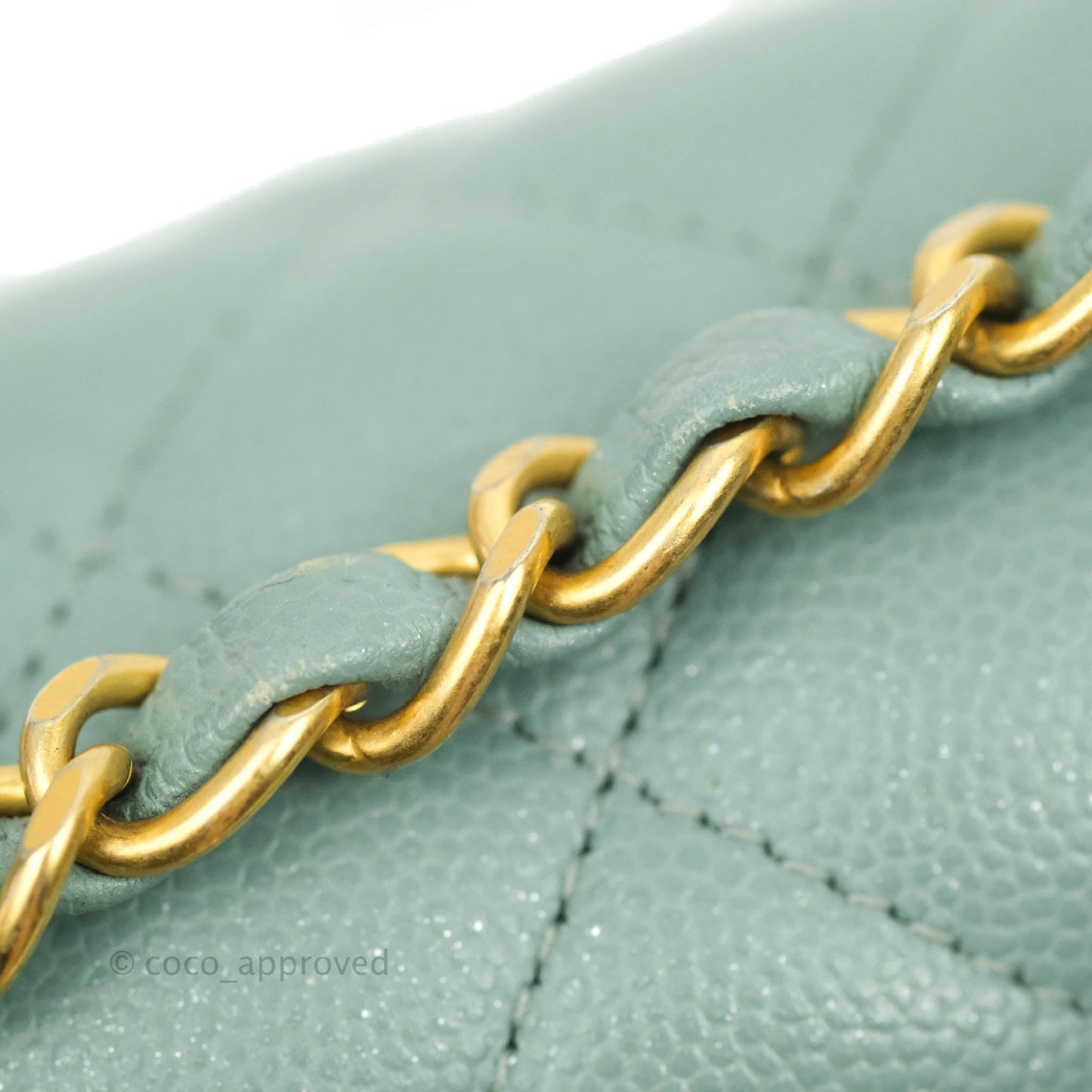 Chanel Quilted Mini Rectangular Flap Iridescent Blue Green Aged Gold Hardware
