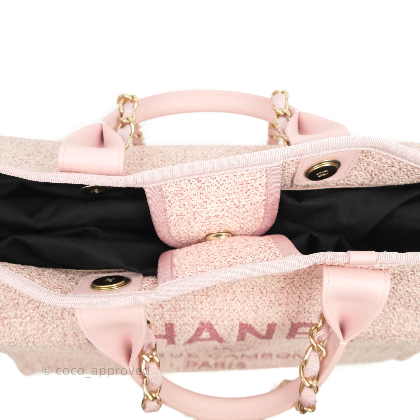Chanel Large Deauville Pink Canvas Gold Hardware 19C