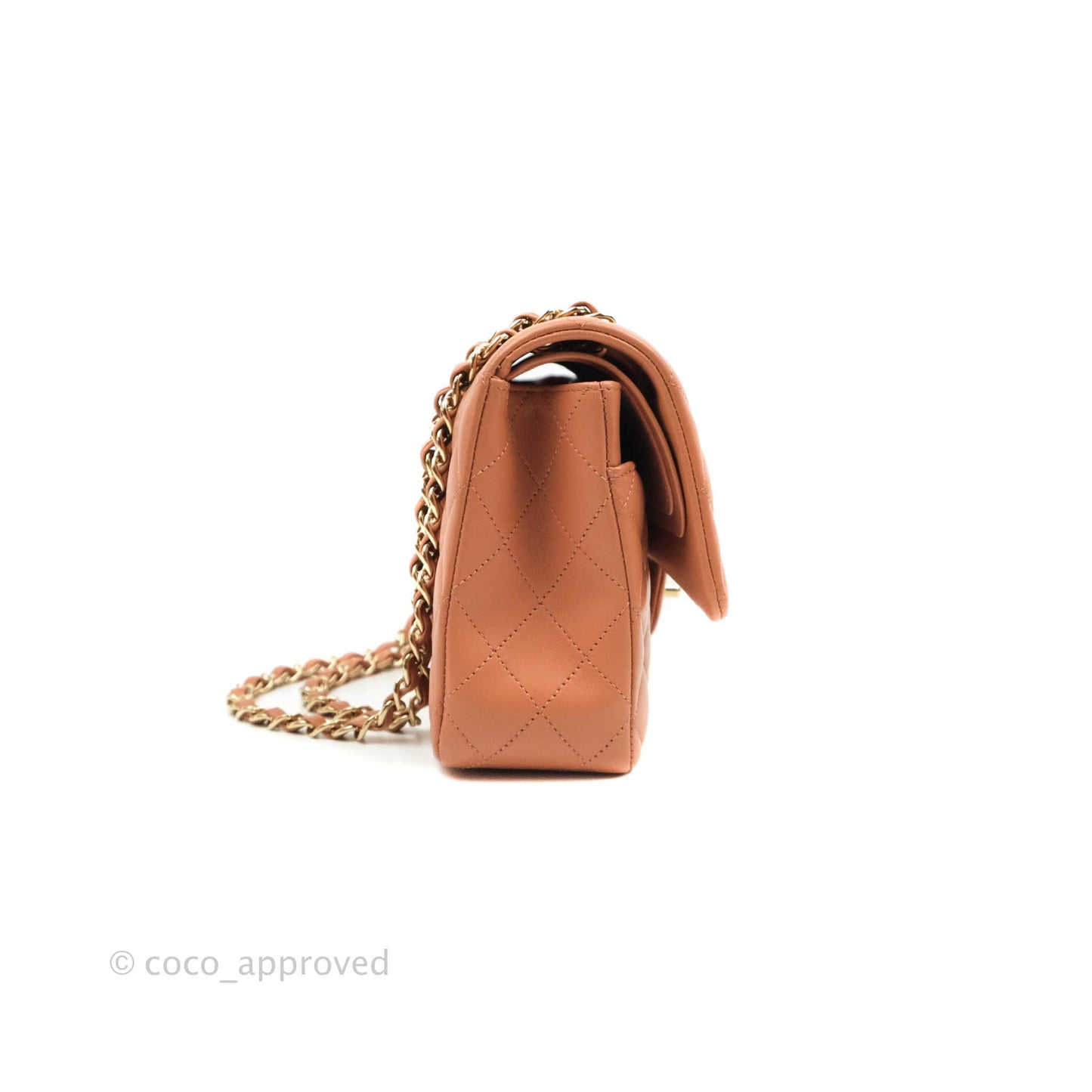 Chanel Classic M/L Medium Double Flap Dark Beige Lambskin Gold Hardware 18C