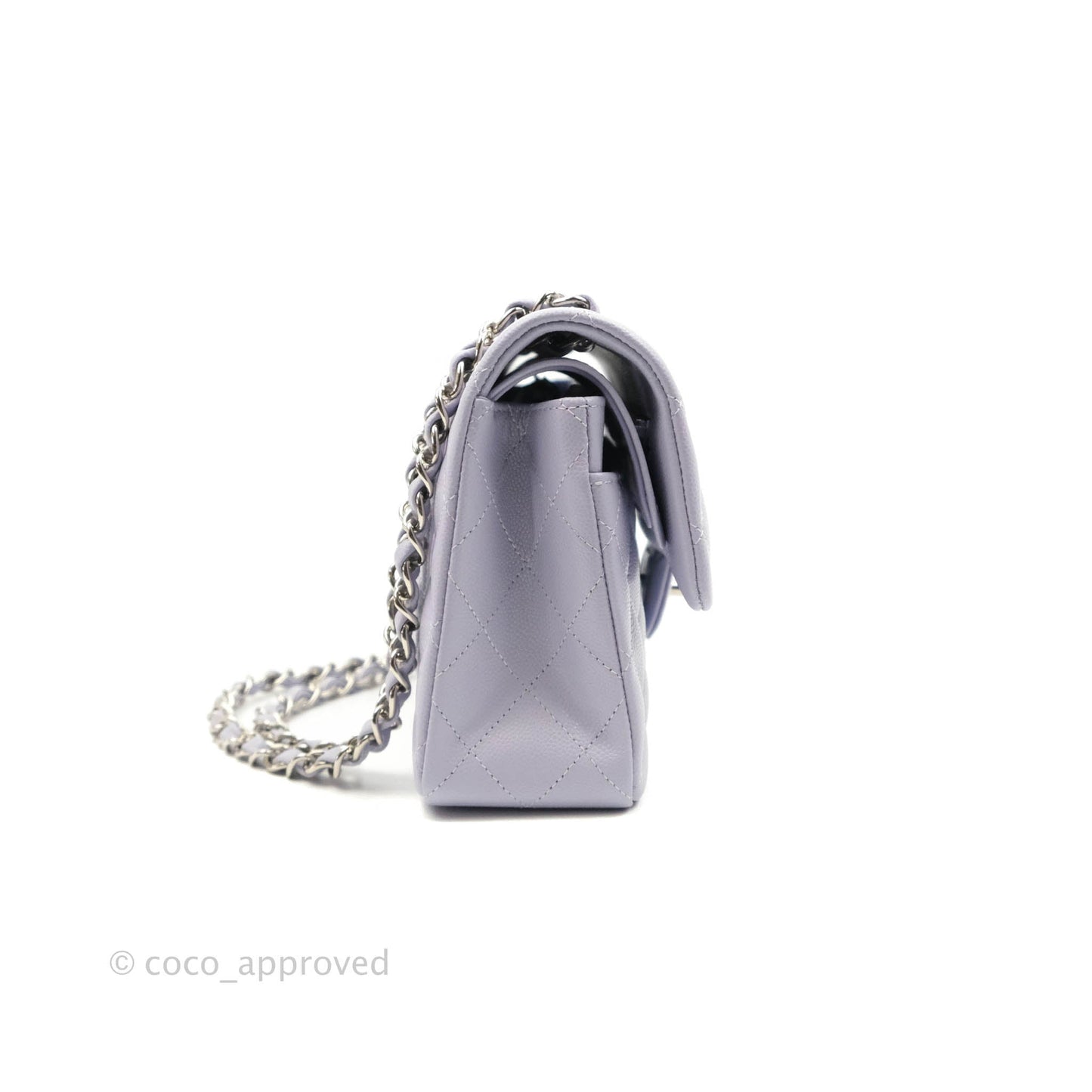Chanel Classic Small S/M Flap Lilac Caviar Silver Hardware 21K
