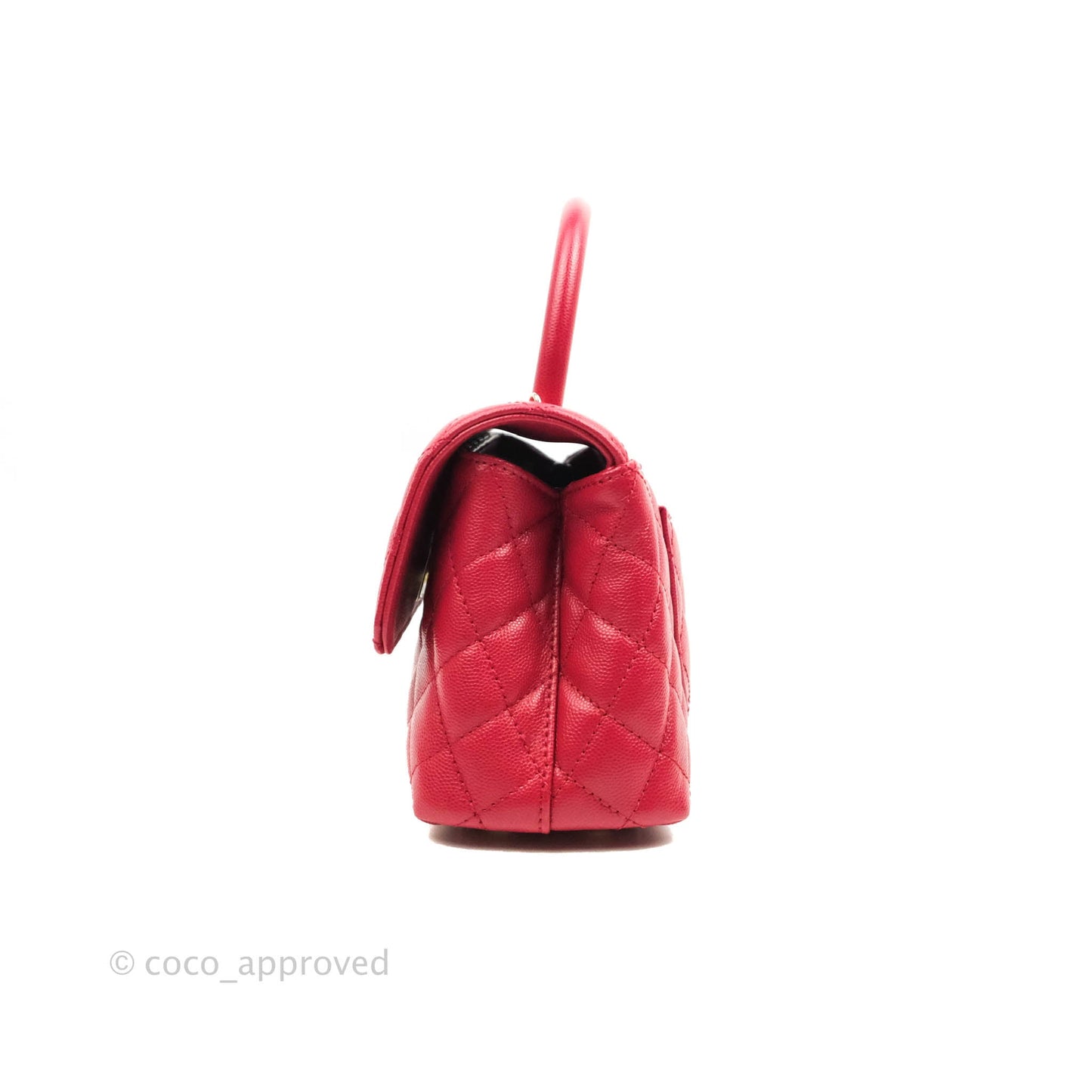 Chanel Small (Mini) Coco Handle Quilted Rosy Red Caviar Gold Hardware 21A