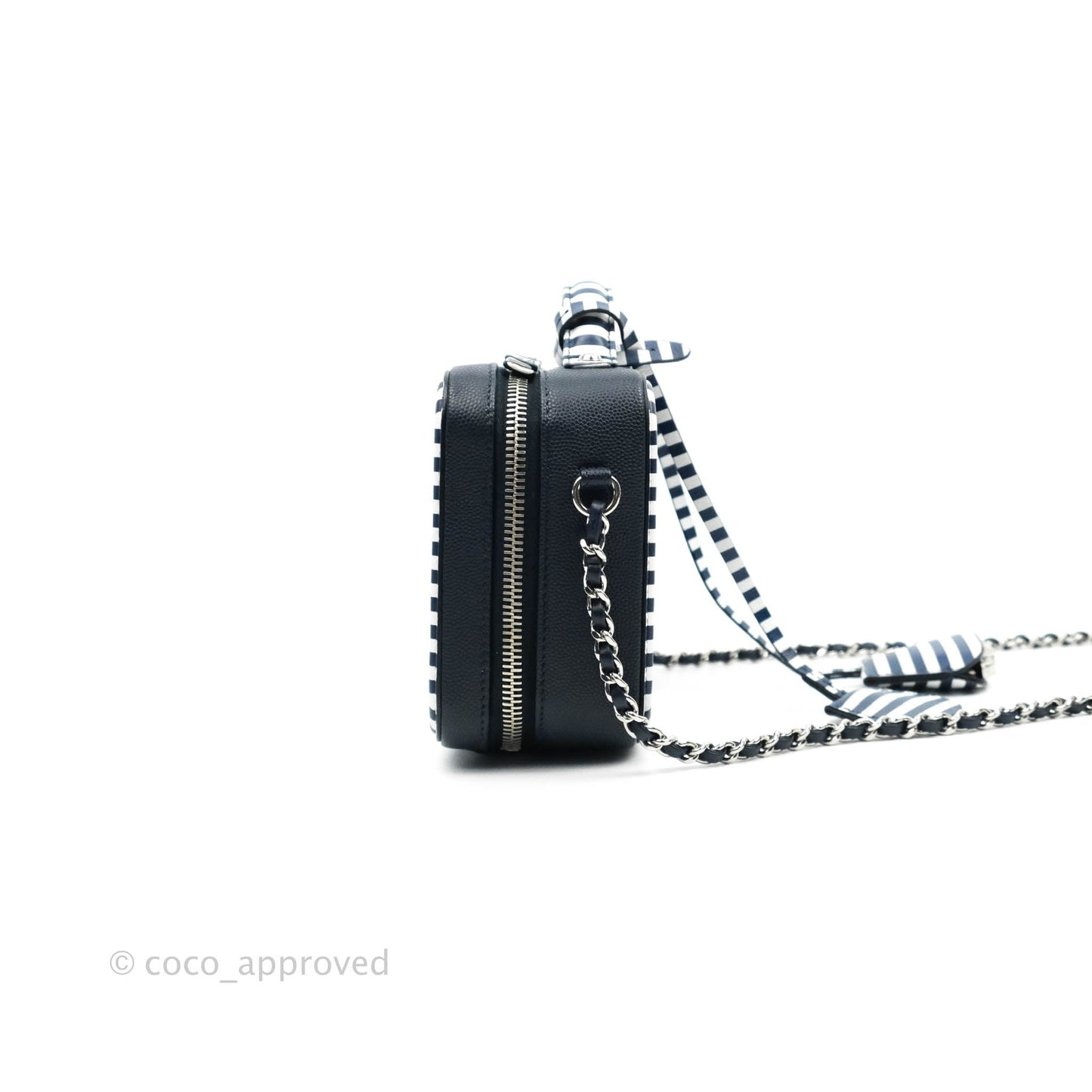 Chanel Quilted Small CC Filigree Vanity Case Navy Caviar 19C