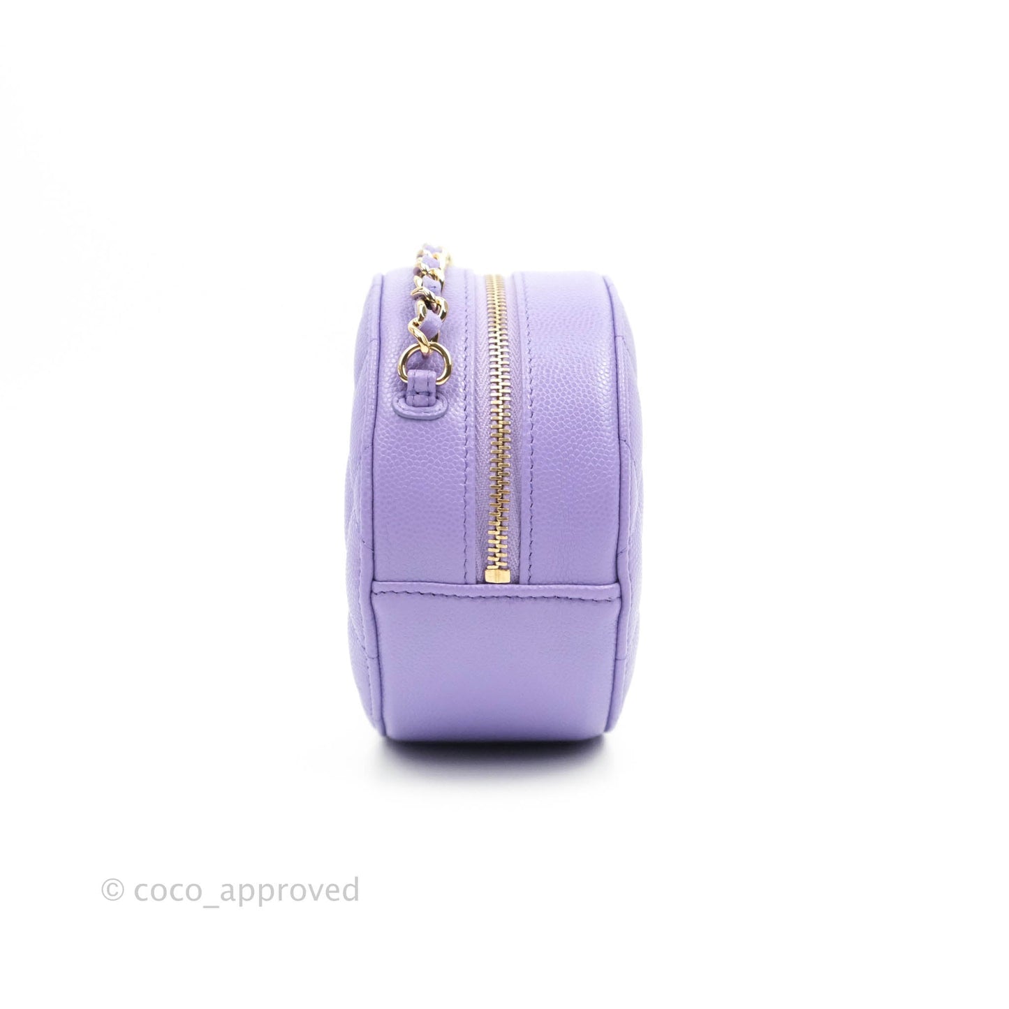 Chanel Round Circle Bag Purple Caviar Gold Hardware 20S