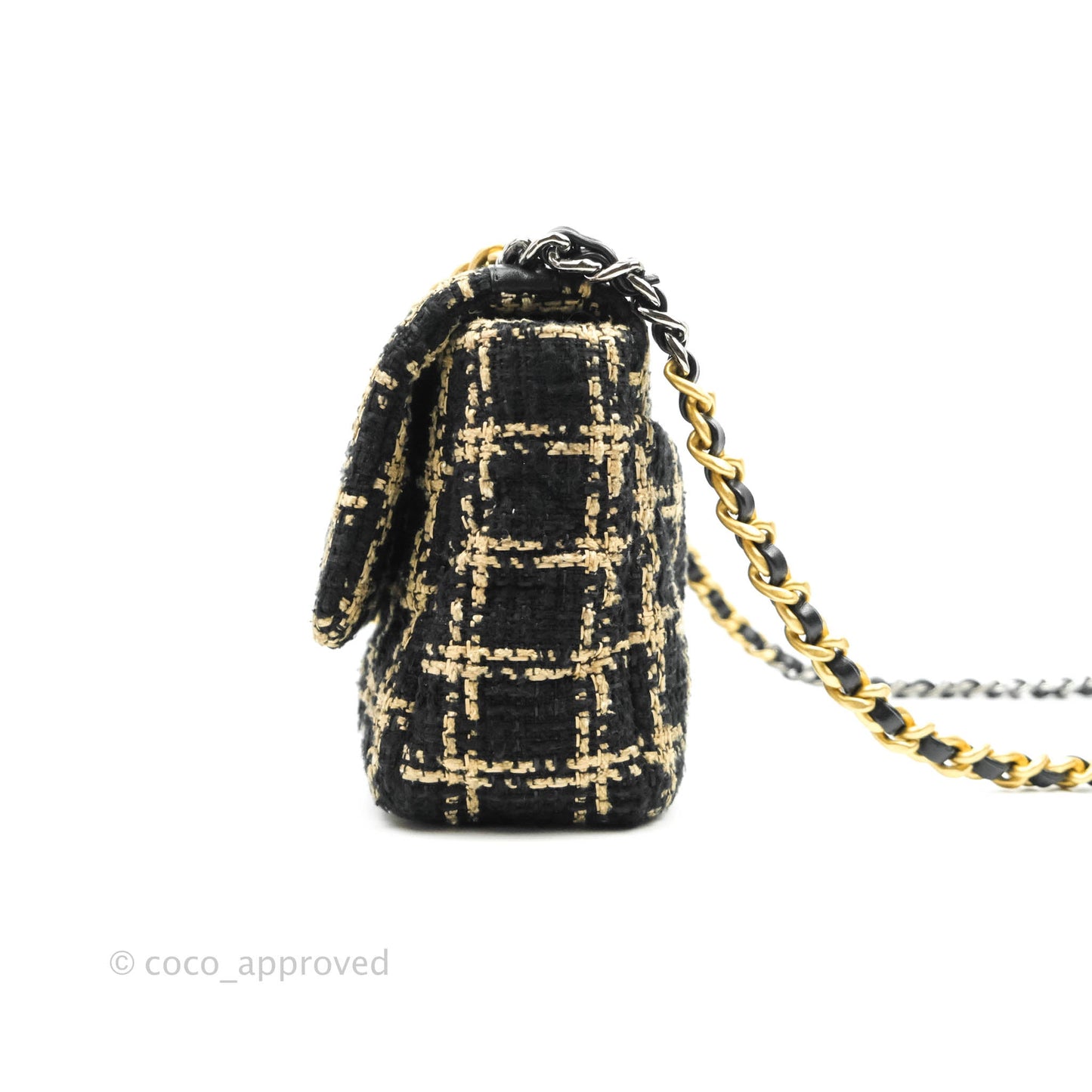 Chanel 19 Small Tweed Black Beige Mixed Hardware
