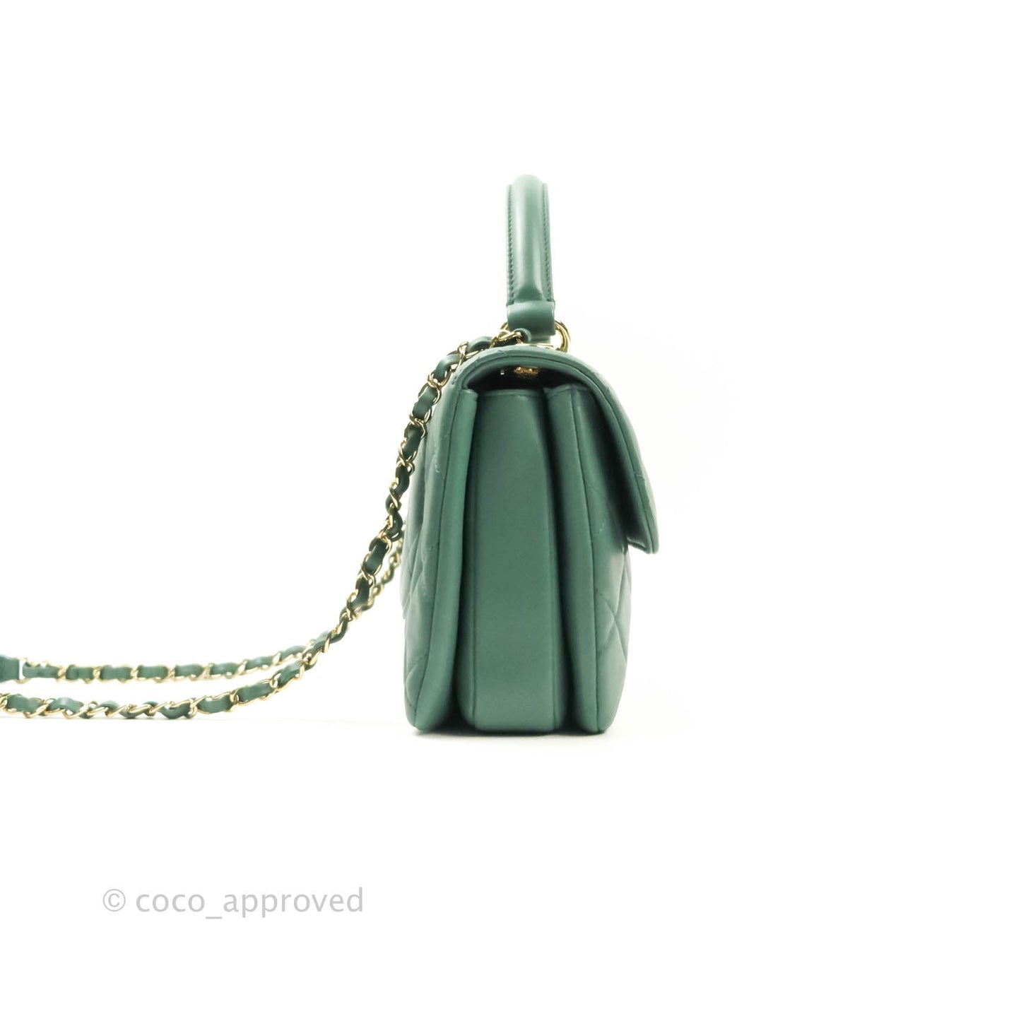 Chanel Quilted Trendy CC Small Green Lambskin Gold Hardware