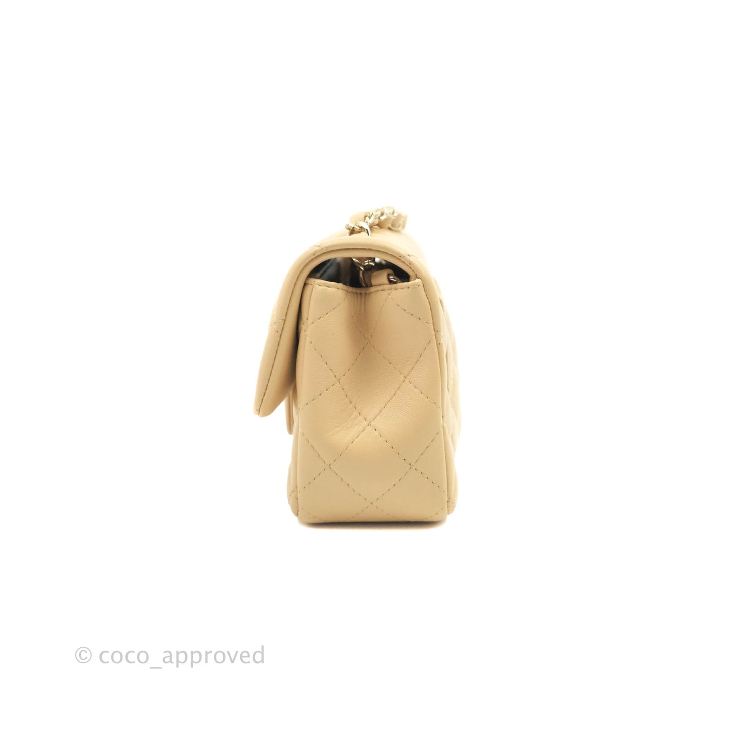 Chanel Classic Mini Rectangular Flap Beige Lambskin Gold Hardware 22C