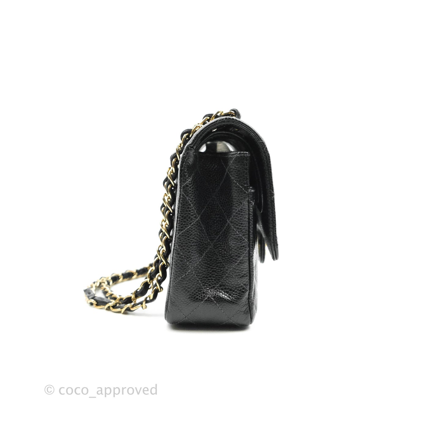 Chanel Classic M/L Medium Double Flap Black Caviar 24K Gold Hardware