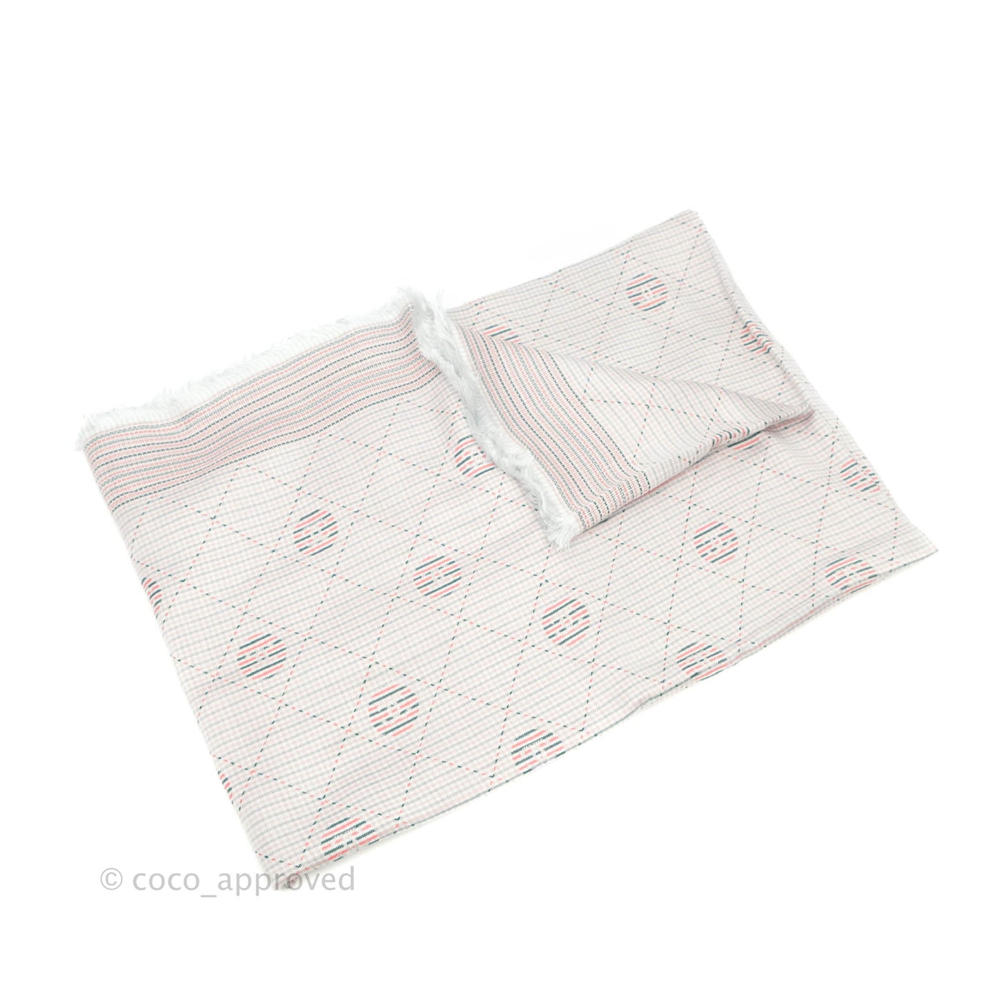 Chanel CC Silk & Cotton Scarf With Fringe