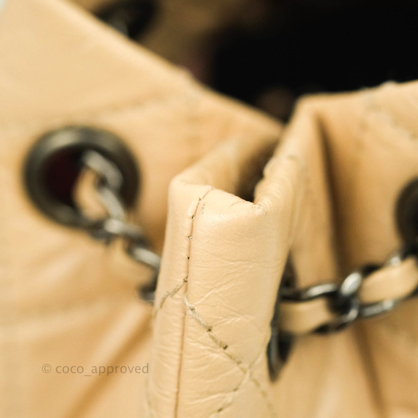 Chanel Small Gabrielle Backpack Beige Black Aged Calfskin