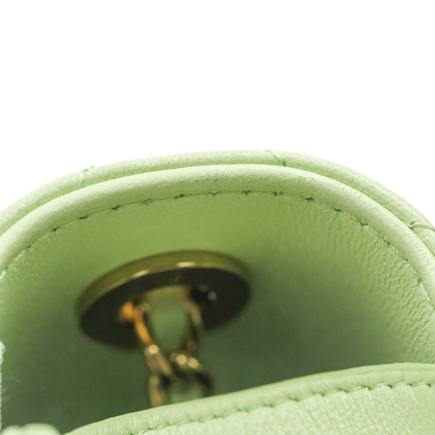 Chanel Mini Quilted Trendy CC Clutch With Chain Light Green Lambskin Gold Hardware