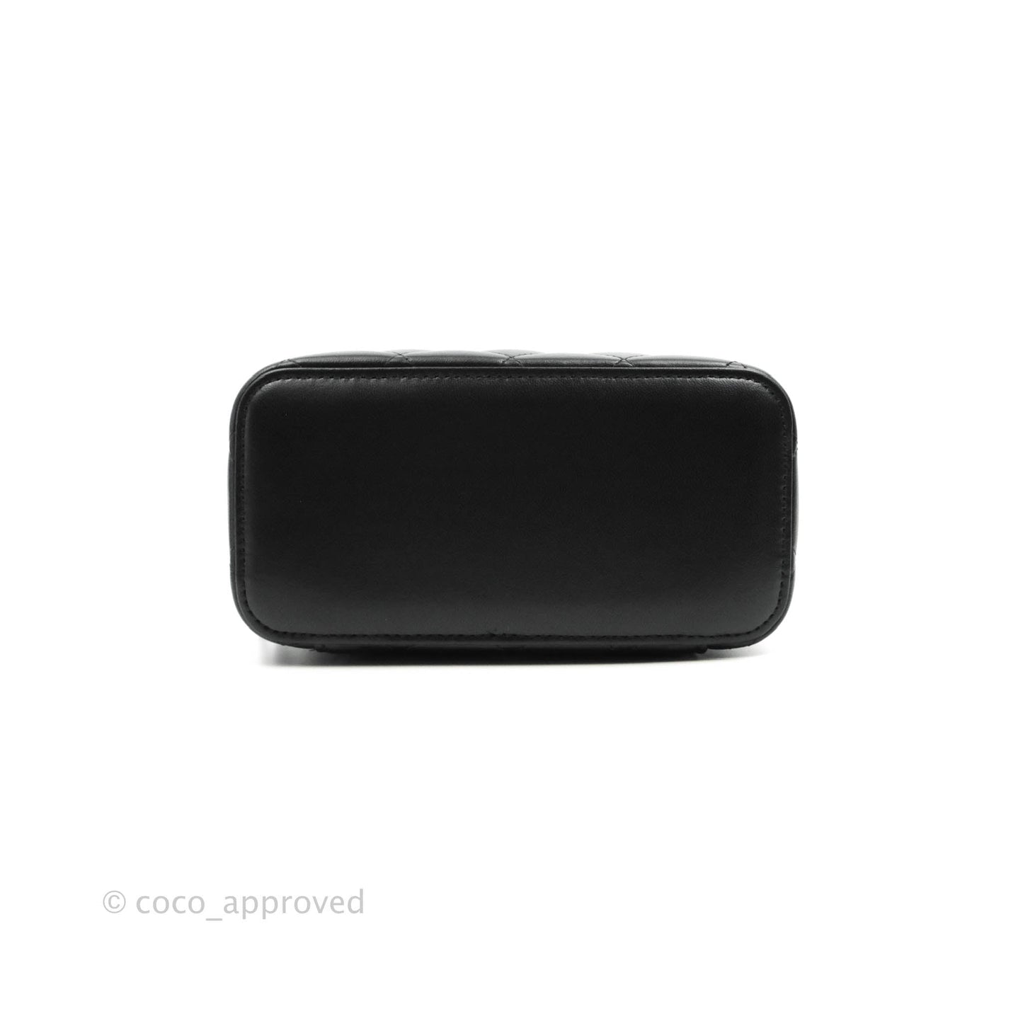 Chanel Classic Vanity Rectangular Top Handle With Chain Black Lambskin Gold Hardware