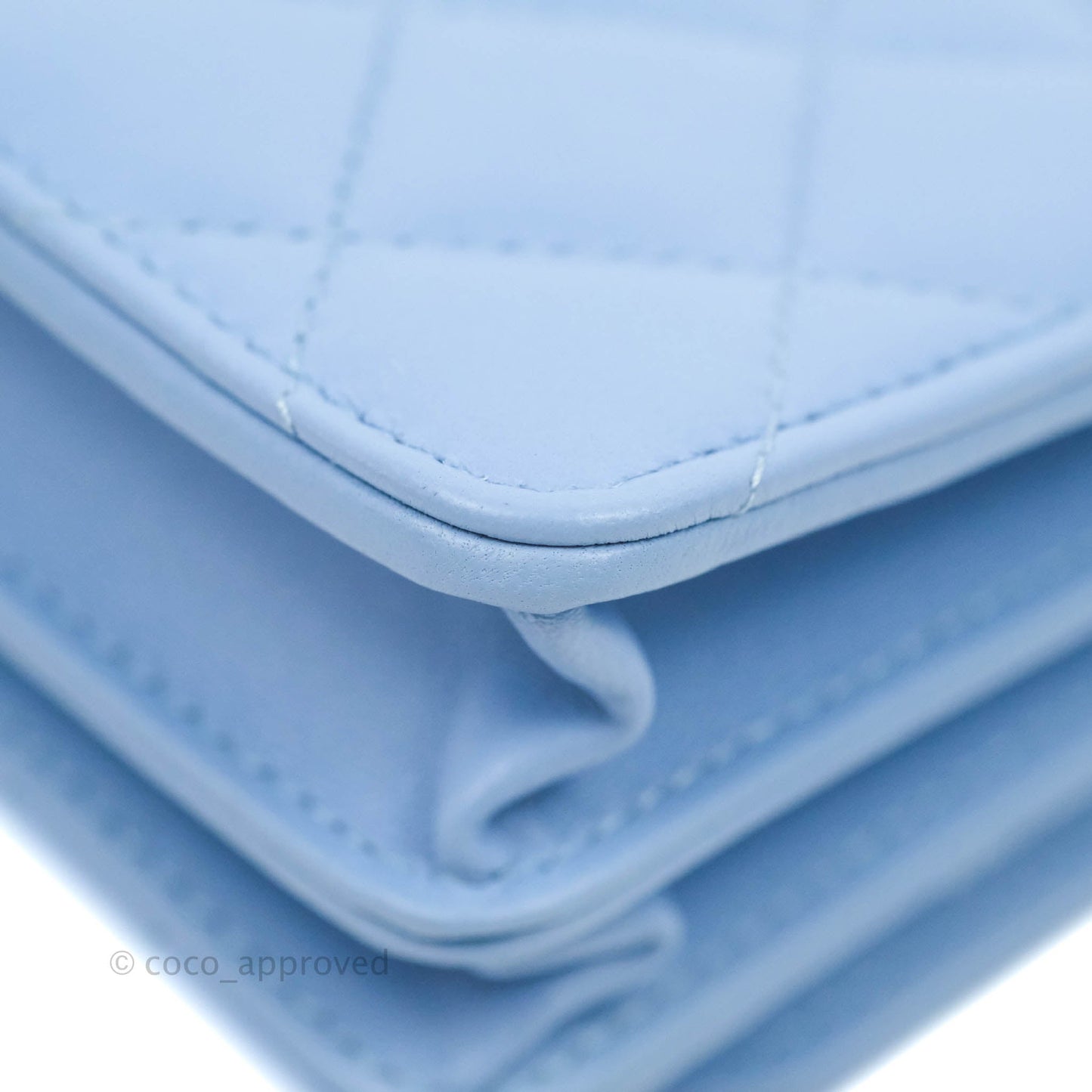 Chanel Quilted Mini Wallet on Chain WOC Blue Lambskin Silver Hardware 21C