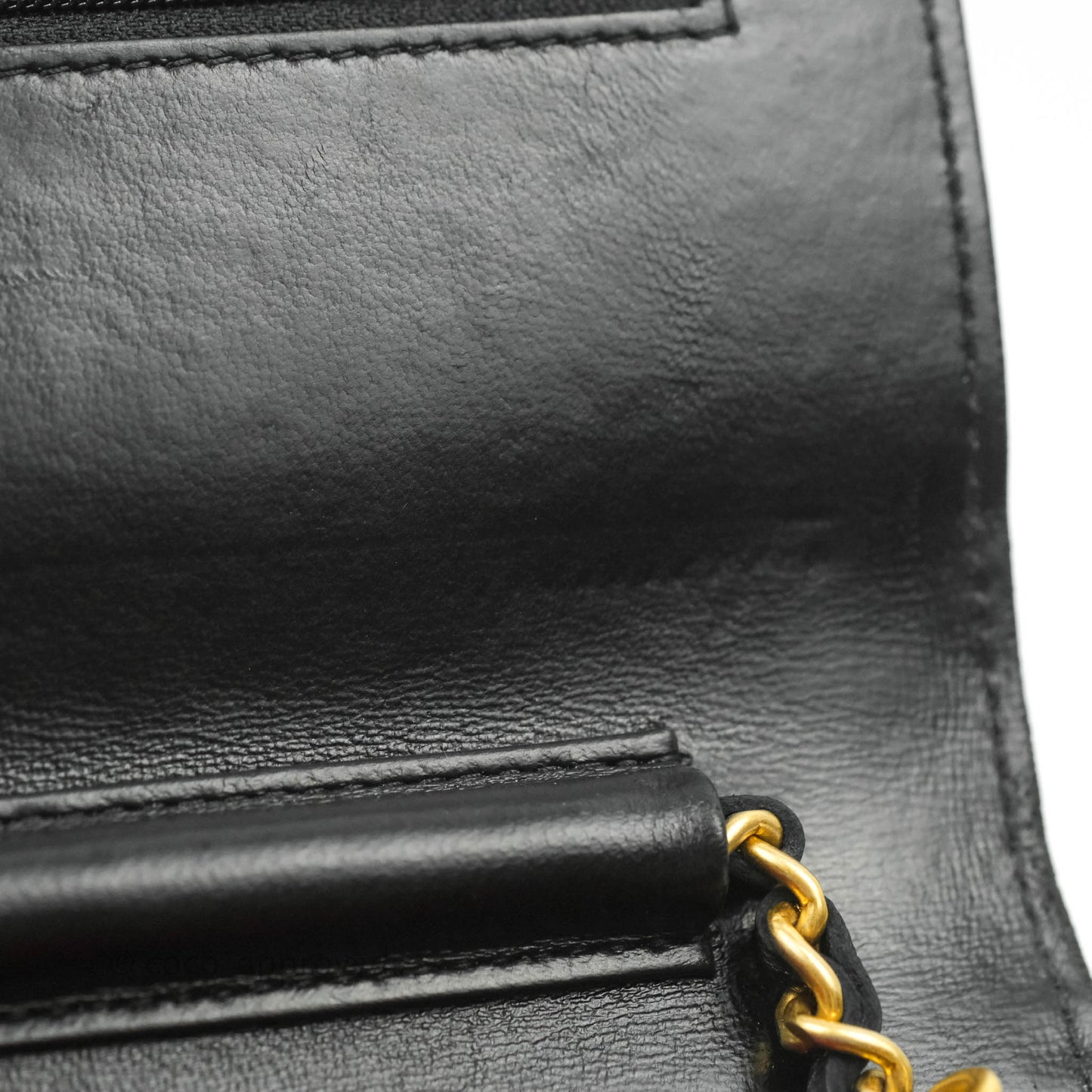 Chanel Quilted Wallet on Chain WOC Chain Around Black Lambskin Aged Gold Hardware