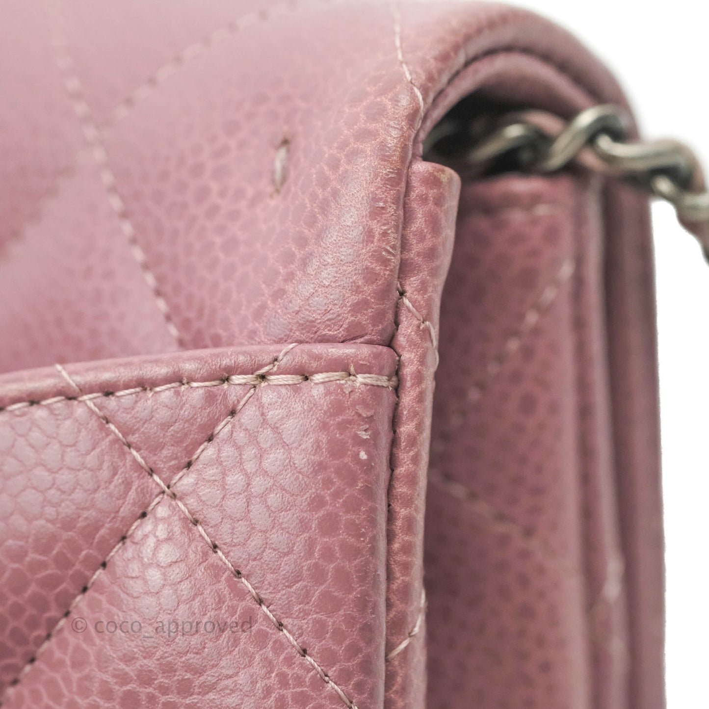 Chanel Quilted Clutch with Chain Pink Mauve Caviar Ruthenium Hardware