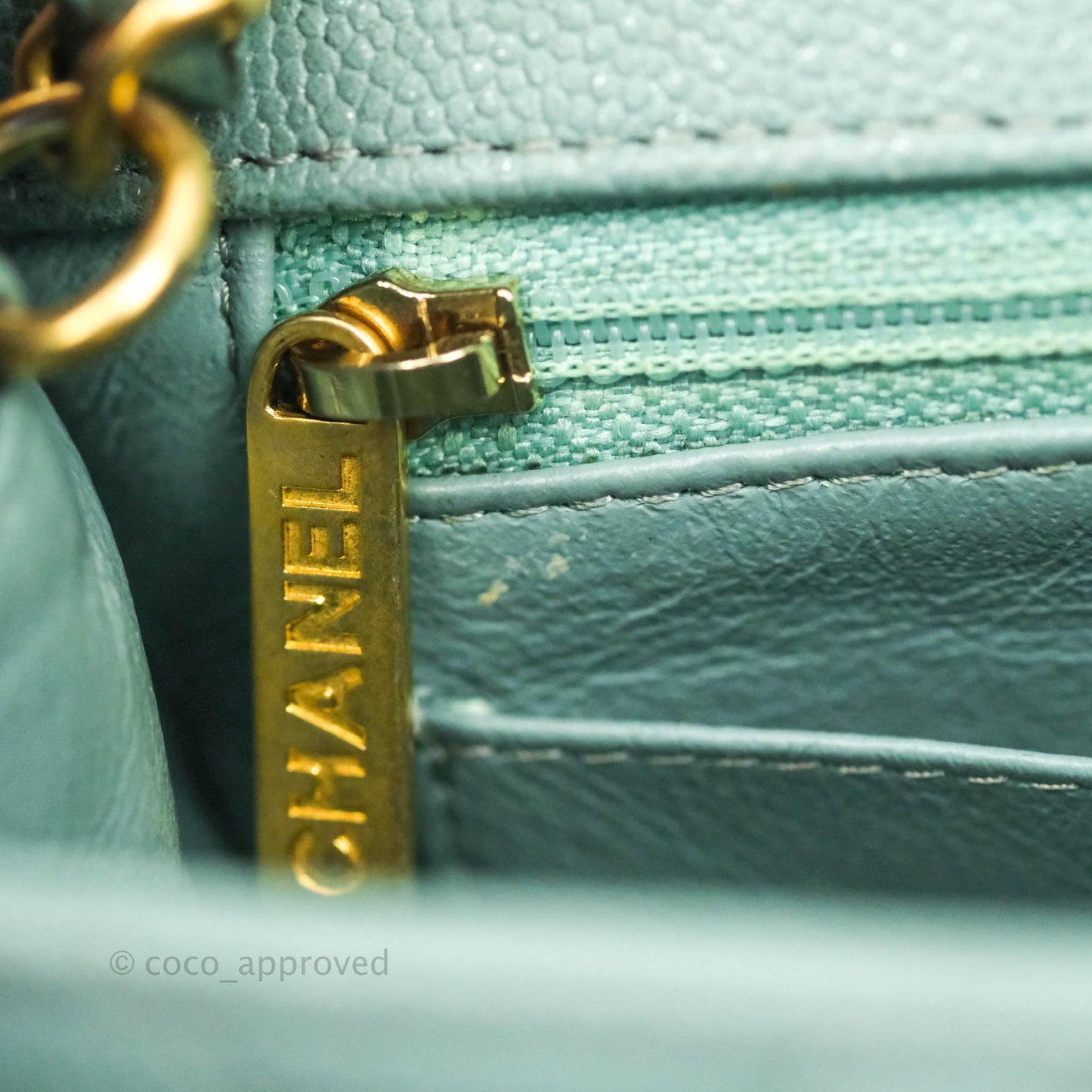 Chanel Quilted Mini Rectangular Flap Iridescent Blue Green Aged Gold Hardware