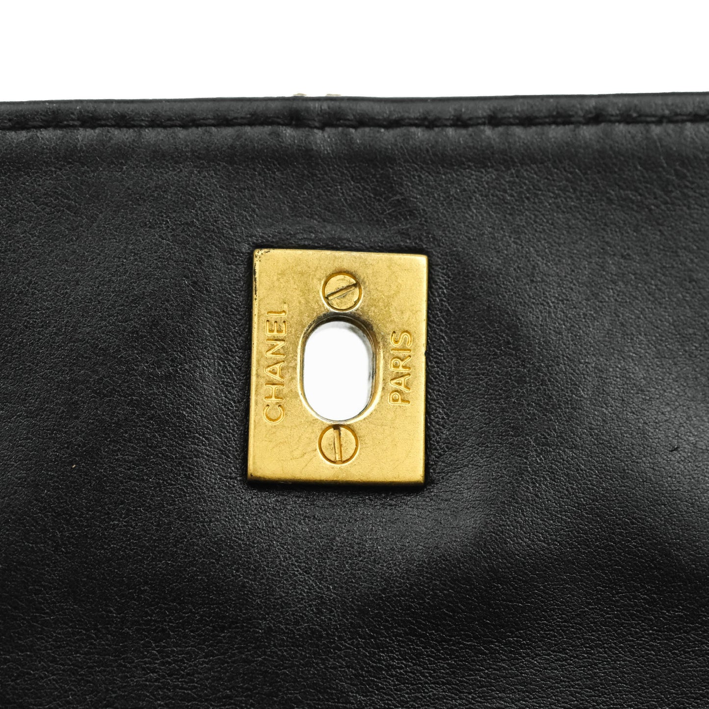 Chanel Vintage Medium Single Flap Contrast Stitching Black Calfskin Aged Gold Hardware