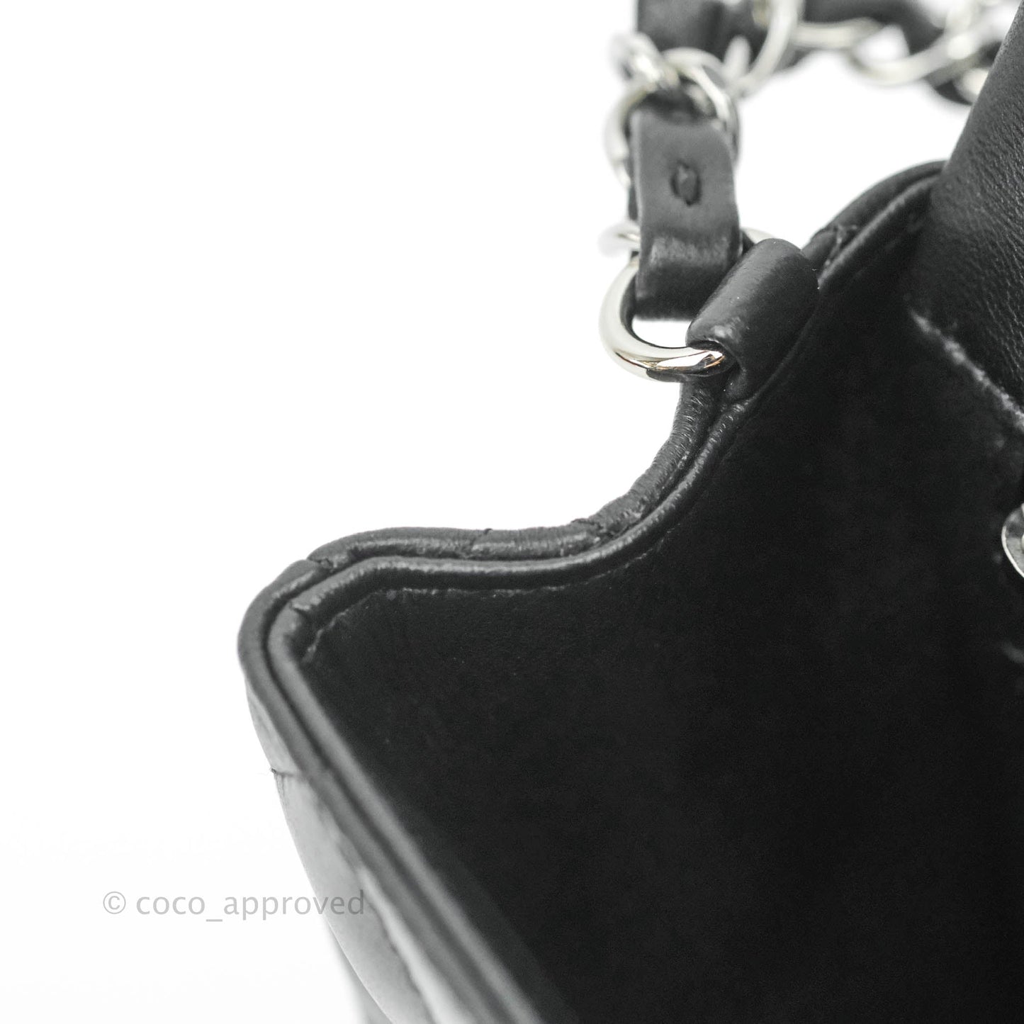 Chanel Quilted Mini Rectangular Flap Black Lambskin Silver Hardware