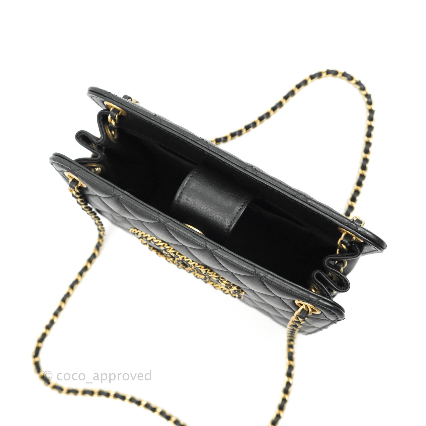 Chanel Small Accordion Tote Bag Black Calfskin Gold Hardware