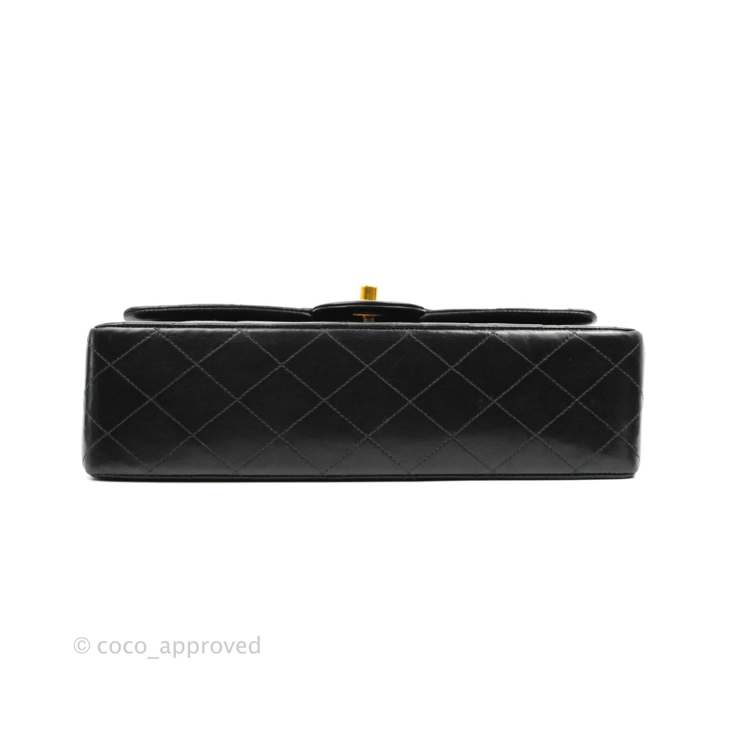 Chanel Vintage Classic M/L Medium Double Flap Black Lambskin 24K Gold Hardware