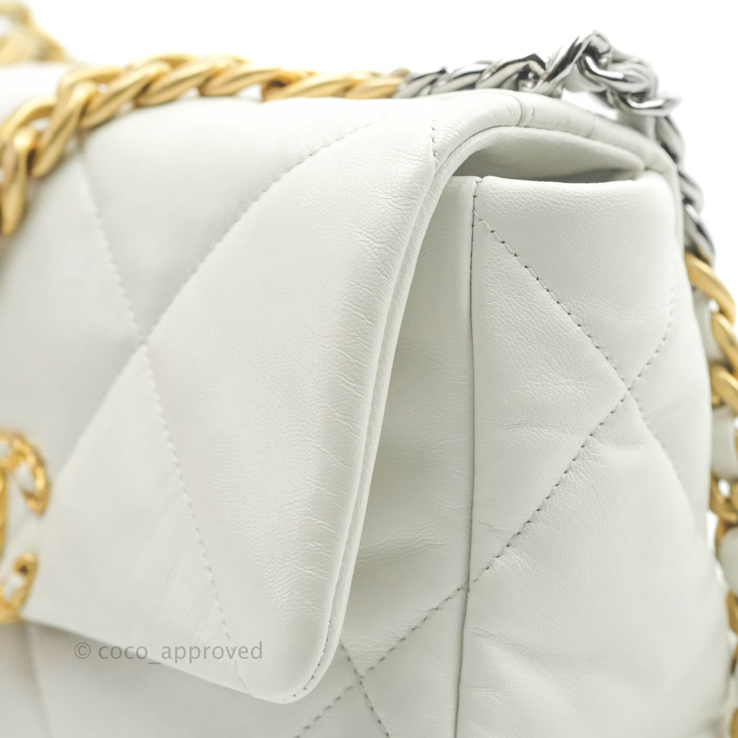 Chanel 19 Small White Goatskin Mixed Hardware 20A