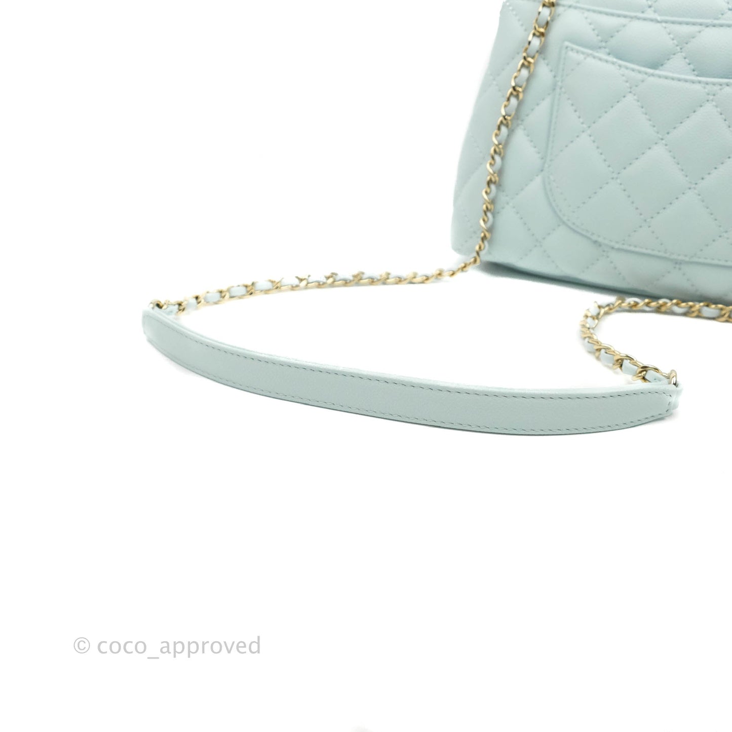 Chanel Mini Coco Handle Quilted Pale Mint Caviar Gold Hardware