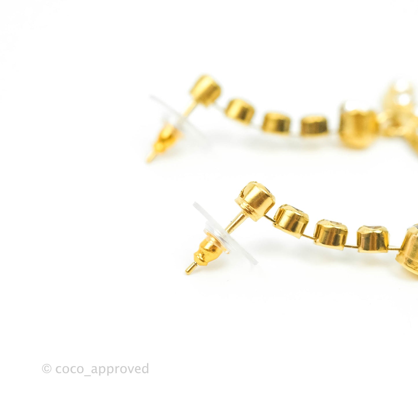 Chanel Crystal CC Drop Earrings Gold Hardware 20S