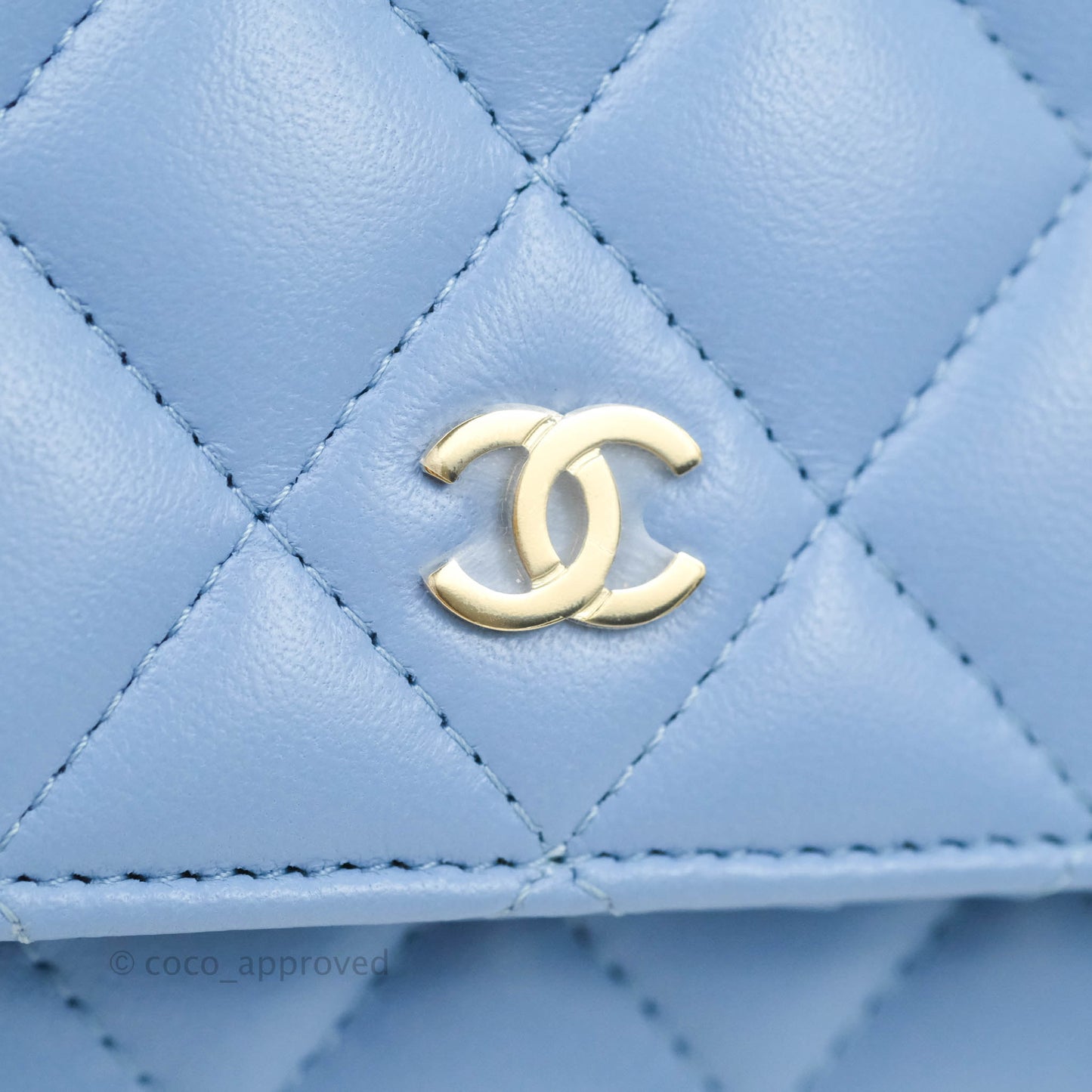 Chanel Quilted Mini Wallet on Chain WOC Blue Lambskin Silver Hardware 21C
