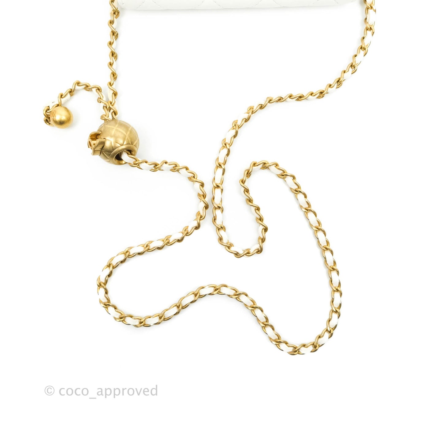 Chanel Mini Pearl Crush Clutch With Chain White Aged Gold Hardware
