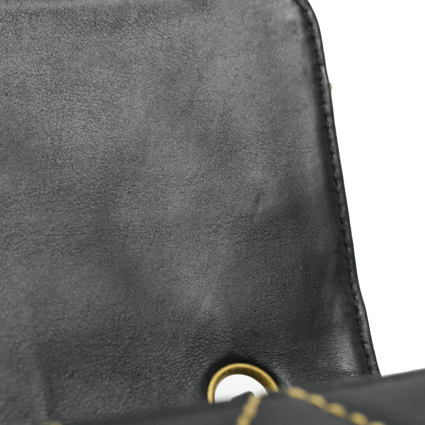 Chanel Vintage Medium Single Flap Contrast Stitching Black Calfskin Aged Gold Hardware