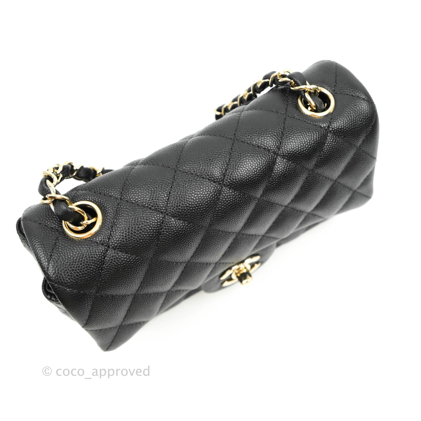 Chanel Quilted Mini Rectangular Flap Black Caviar Gold Hardware 18B