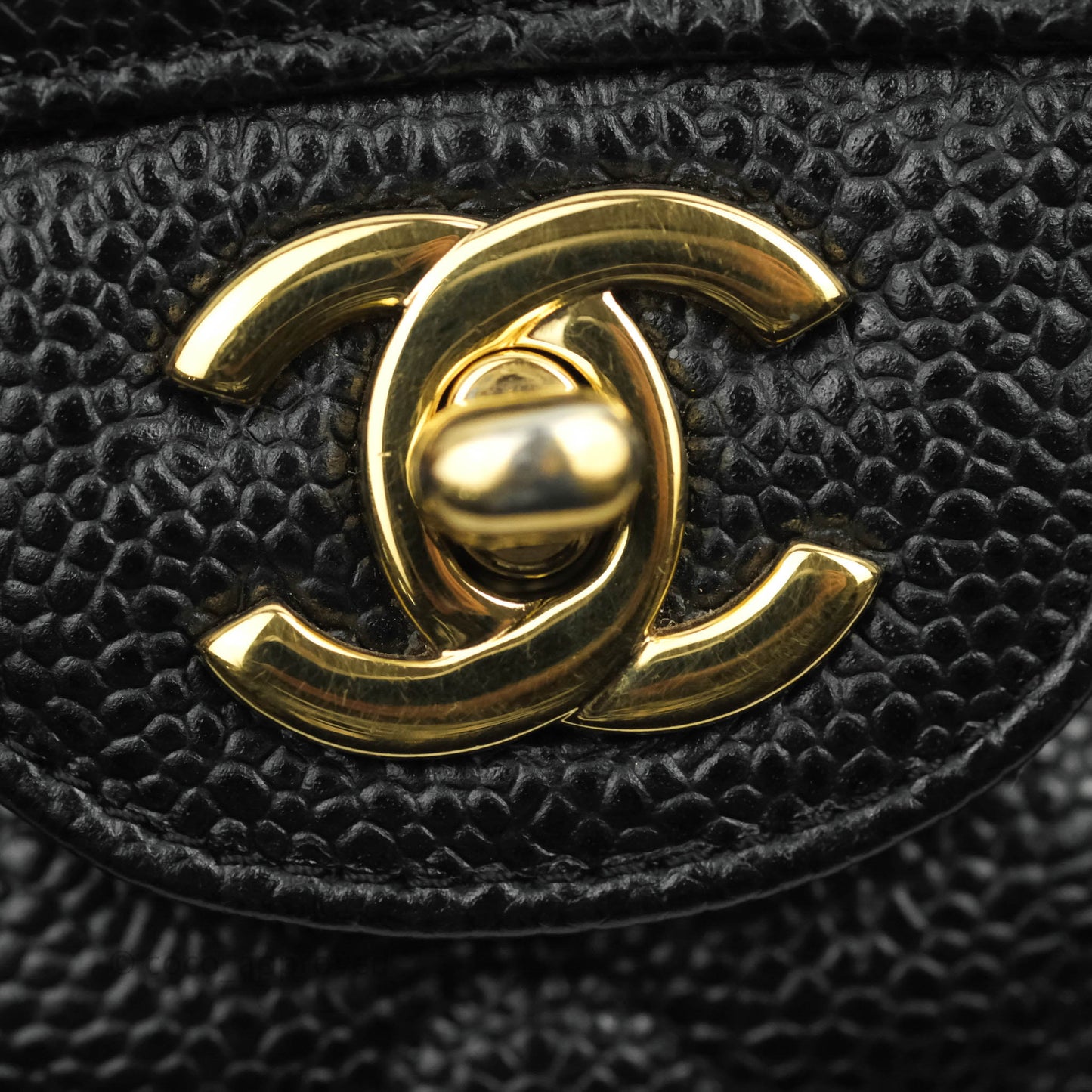 Chanel Classic M/L Medium Double Flap Black Caviar Gold Hardware