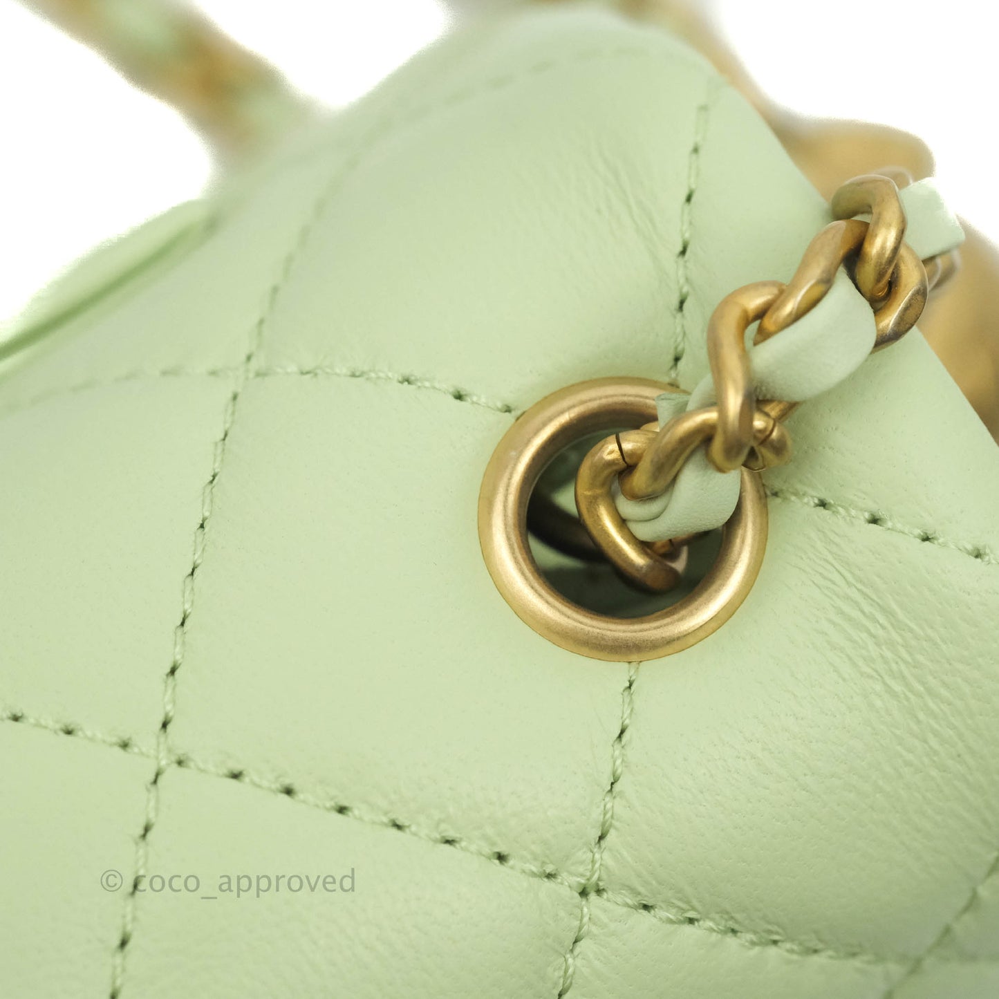 Chanel Mini Rectangular Pearl Crush Avocado Green Lambskin Aged Gold Hardware 22C