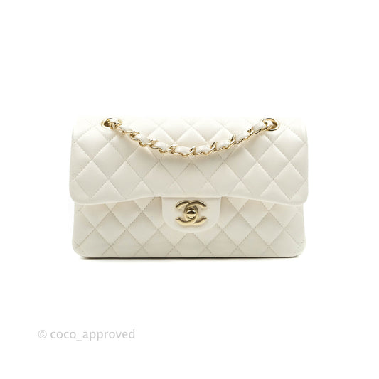 Chanel Classic Quilted Small S/M Flap White Caviar Gold Hardware