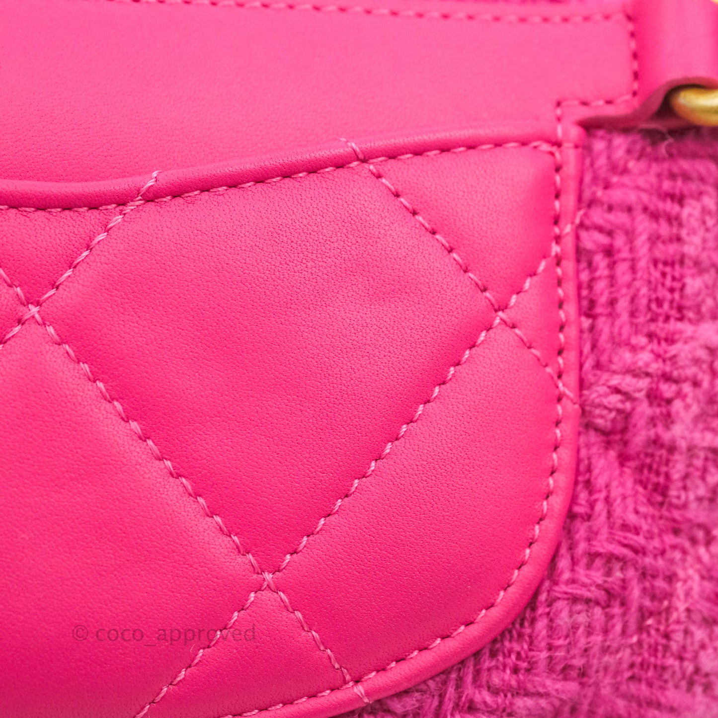 Chanel 19 Quilted Pink Tweed Waist Bag Mixed Hardware