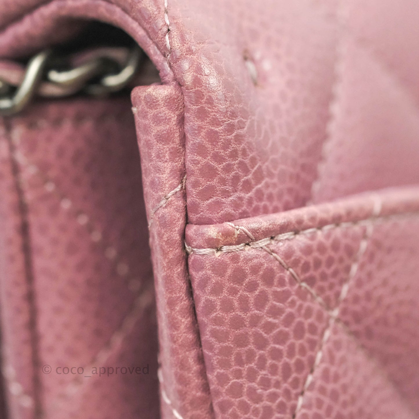 Chanel Quilted Clutch with Chain Pink Mauve Caviar Ruthenium Hardware