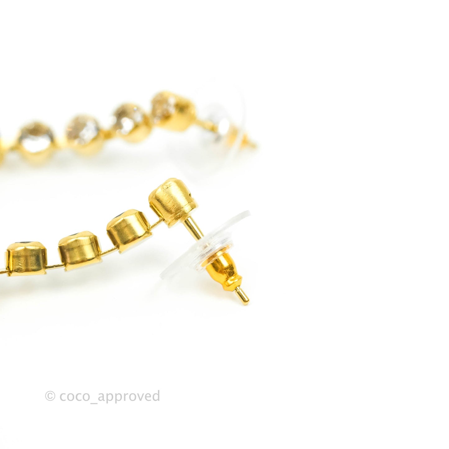 Chanel Crystal CC Drop Earrings Gold Hardware 20S