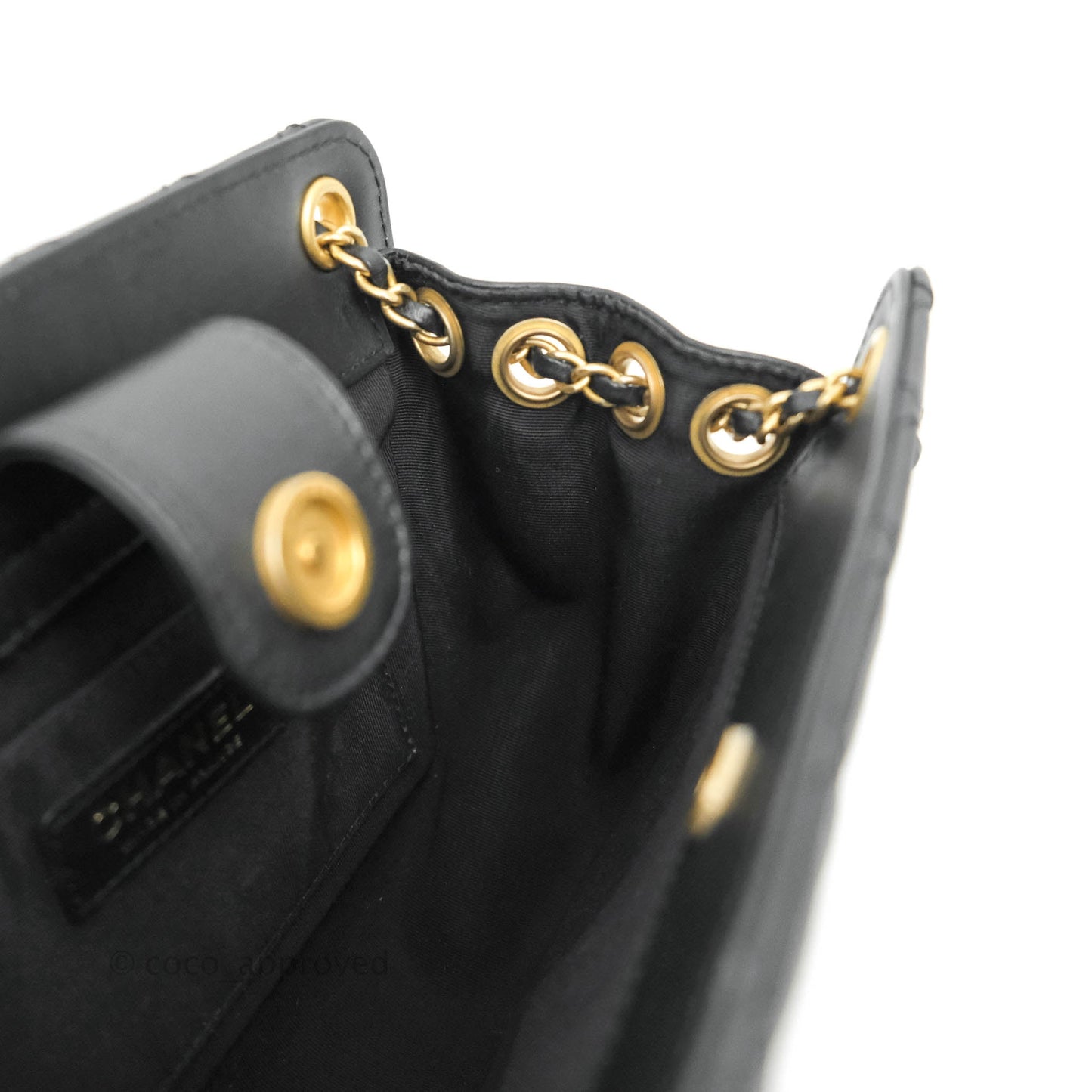 Chanel Small Accordion Tote Bag Black Calfskin Gold Hardware