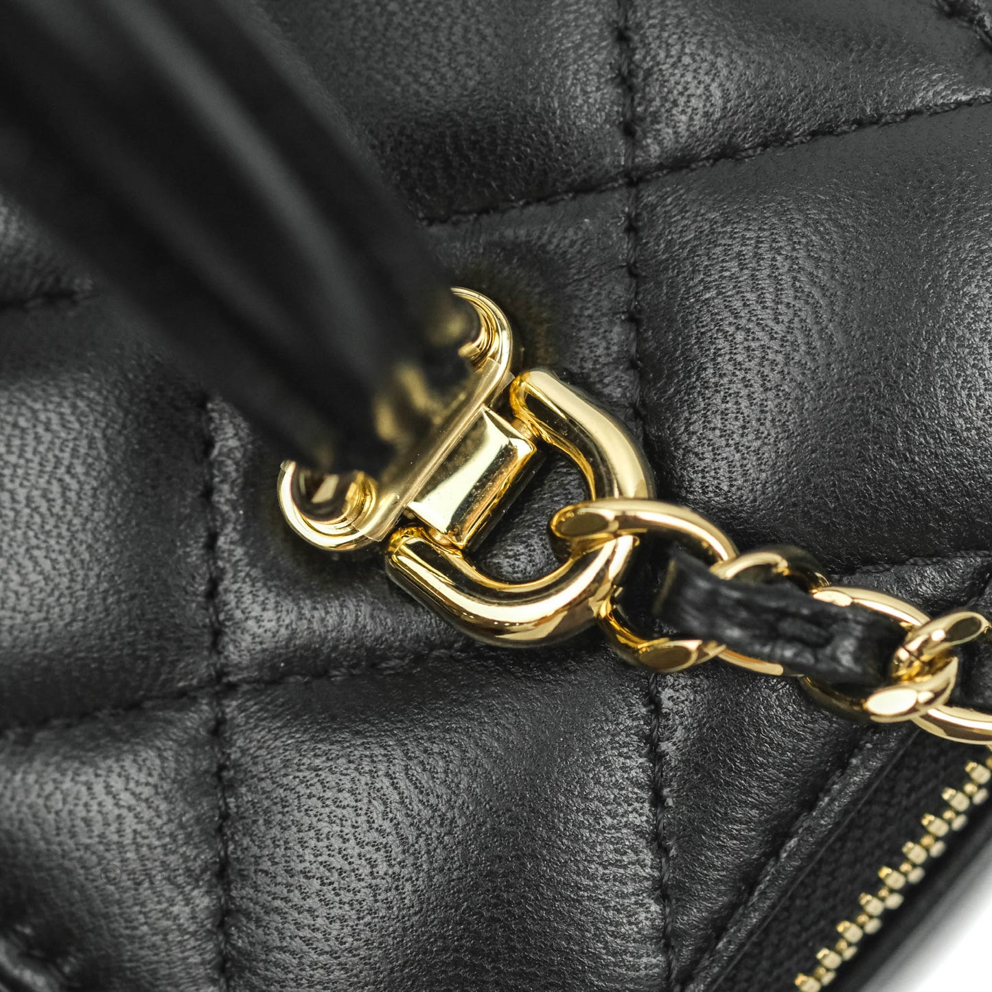 Chanel Classic Vanity Rectangular Top Handle With Chain Black Lambskin Gold Hardware