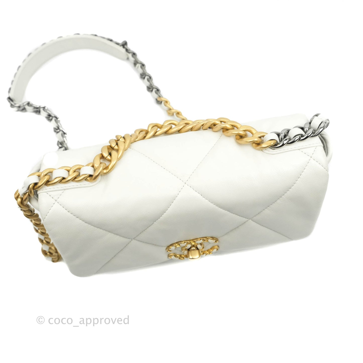 Chanel 19 Small White Goatskin Mixed Hardware 20A