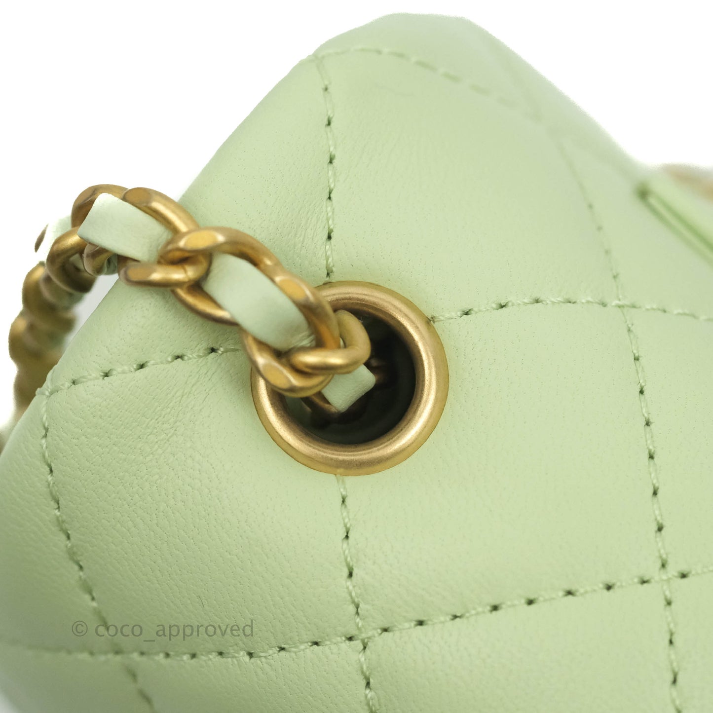 Chanel Mini Rectangular Pearl Crush Avocado Green Lambskin Aged Gold Hardware 22C